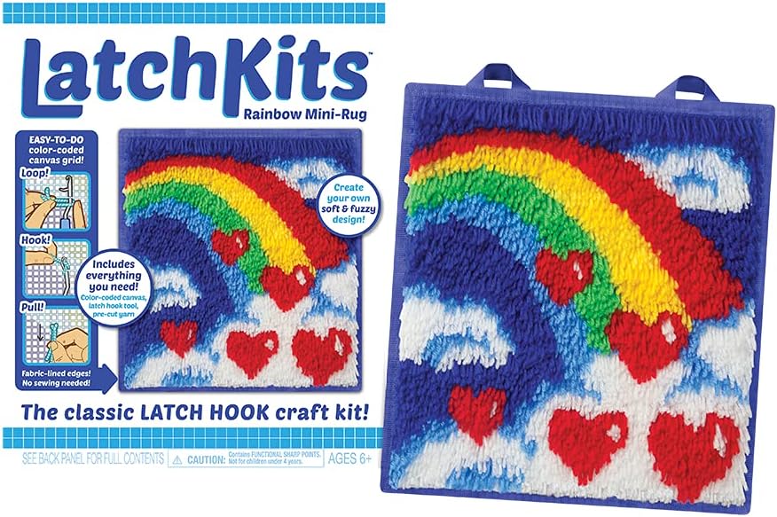 LatchKits Mini-Rug Sewing Kit The Classic Latch Hook Craft Kit - Rainbow