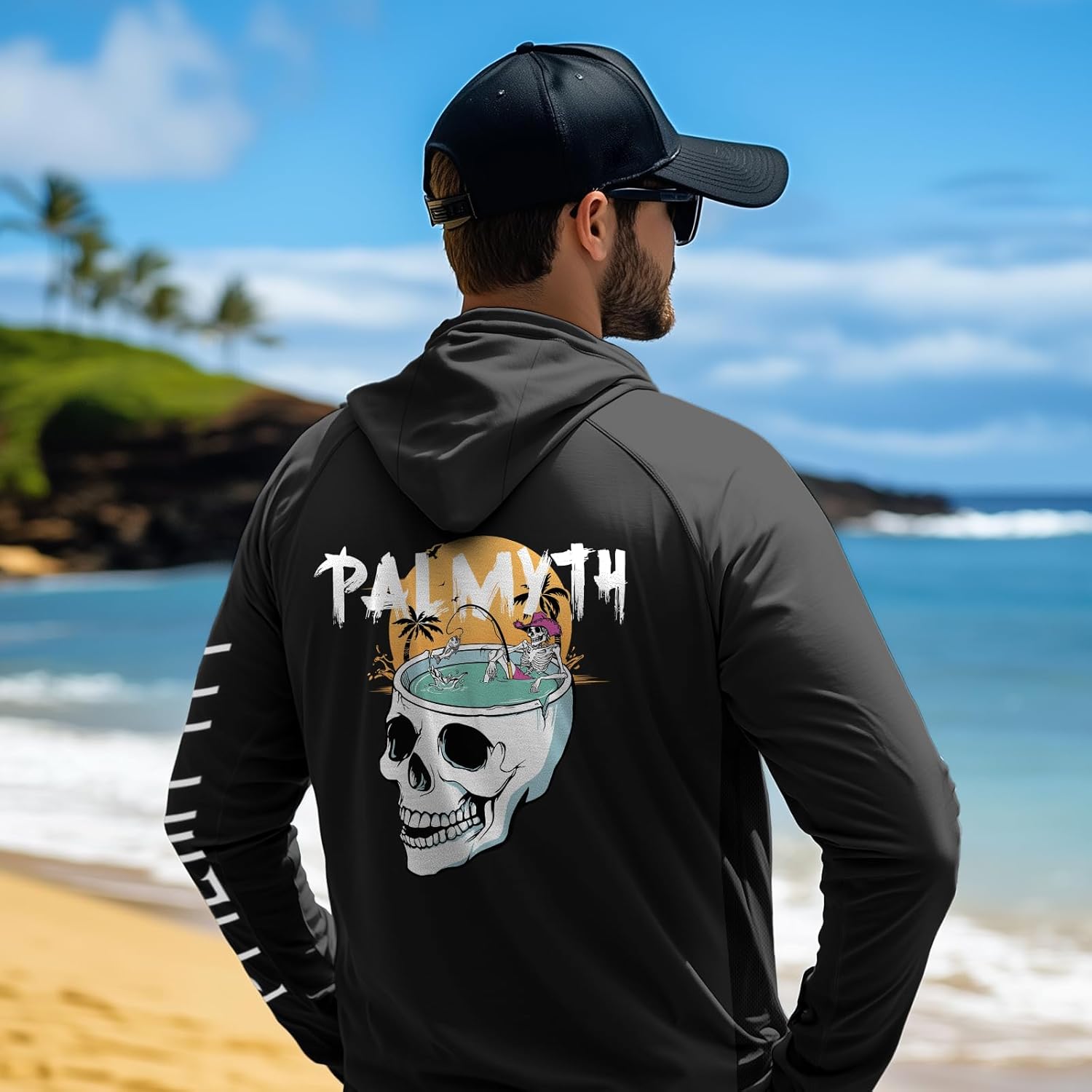 Palmyth Fishing Shirts for Men Long Sleeve Sun Protection Fishing Hoodie UPF 50+ Shirt Neck Gaiter - Image 2