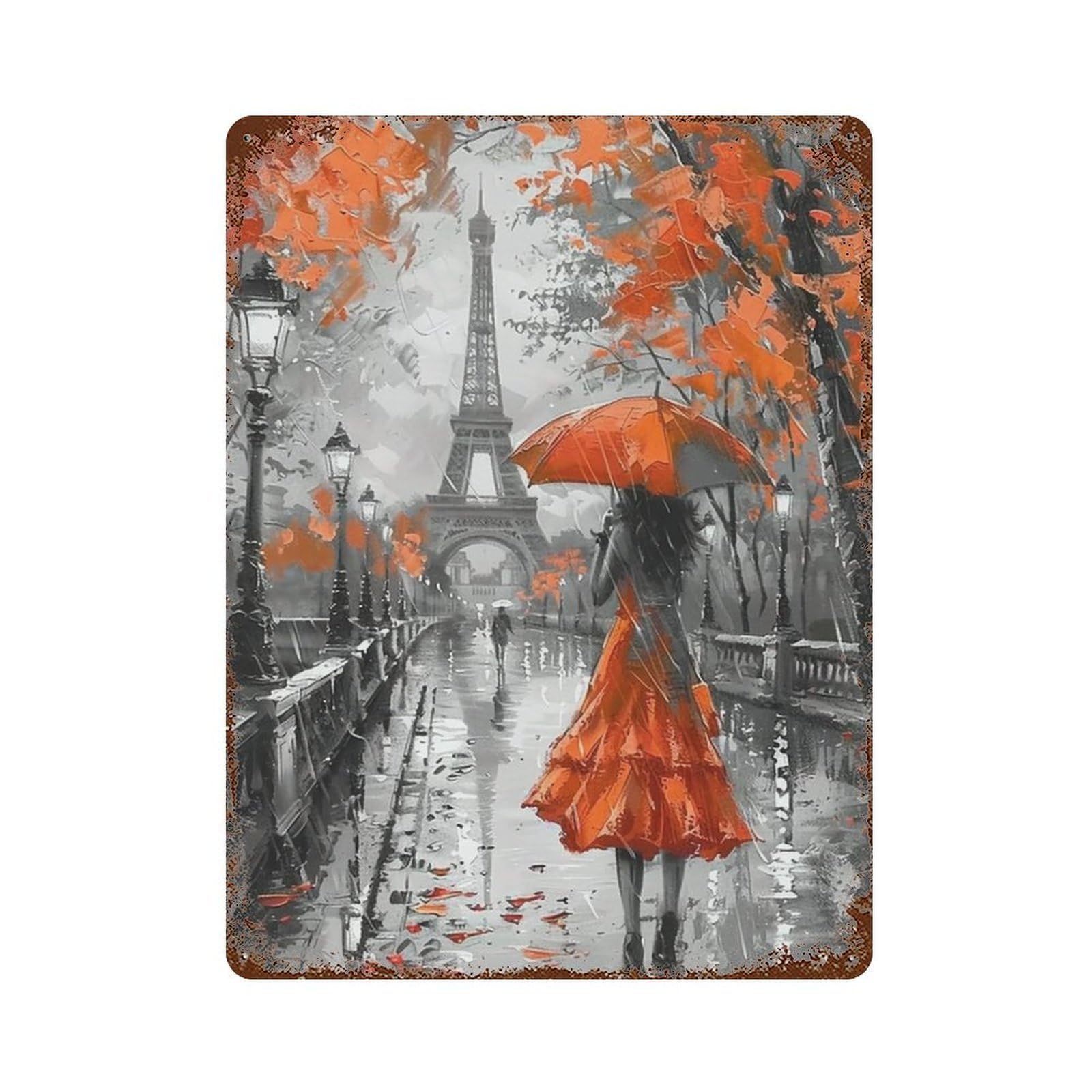 HDURYEYRYY Scarlet Lady Under Paris Autumn Sky 03 Wall Retro Iron Vintage Art Metal Tin Sign Poster Modern Home Cofffee Club Art Bar Shop Decor Style 40x30cm