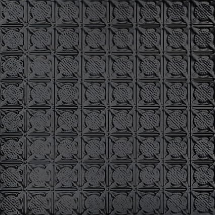Shanko SKPC234-bk-24x24-D-12 Chain Mail Stamped Metal Lay-in Tin Ceiling Tile (48 sq. ft), Satin Black Pack of 12 (Lay-in)