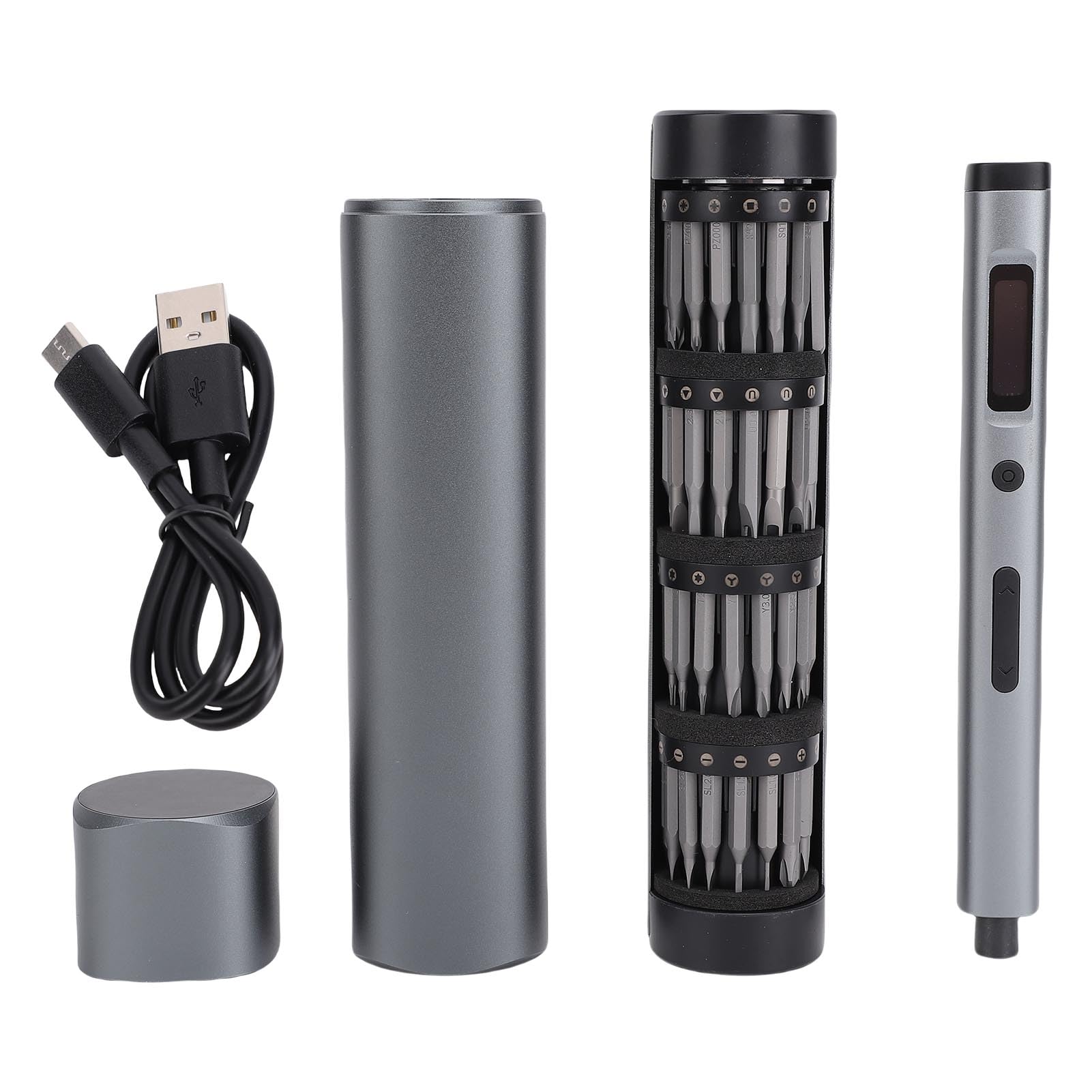 Fafeicy Elektrischer Schraubendreher, 62-in-1-Mini-Schraubendreher-Set mit LED-Leuchten für die Reparatur von Telefon, Laptop, Uhr, Kamera