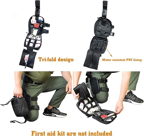 Miniatura 5 de SdTacDuGe Drop Leg Medical Bag Tactical Rip-Away EMT Medical First Aid Lifesaving Pouch1000D Nylon Bolsa de primeros auxilios, Bolsa de primeros
