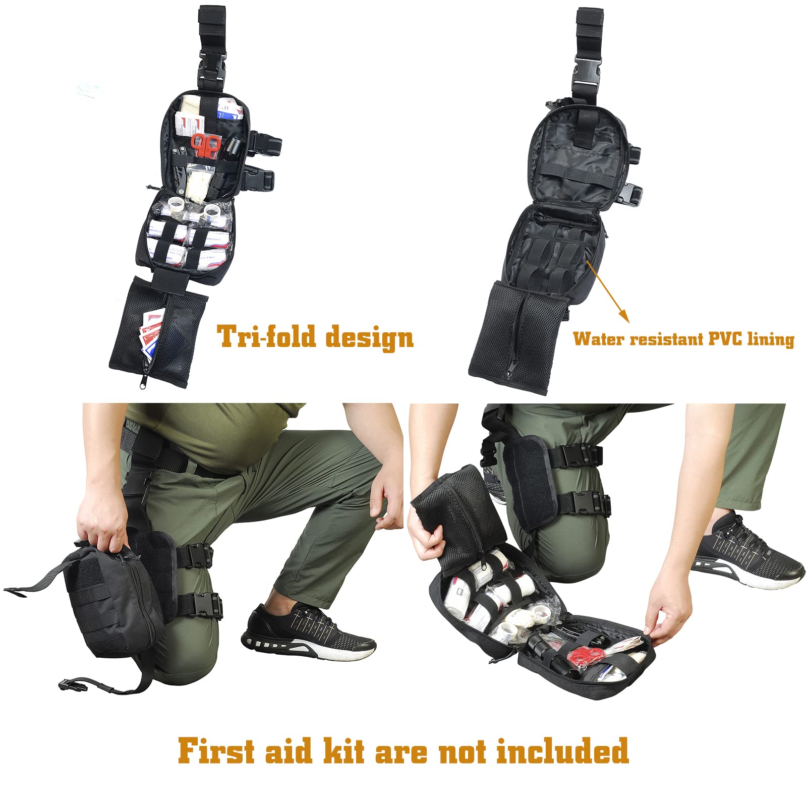 Drop Leg Medical Bag Tactical Rip-Away EMT Medical First Aid Lifesaving Pouch1000D Nylon First Aid Pouch, Big Capacity EMT Pouch Utility, Military First Aid Pouch