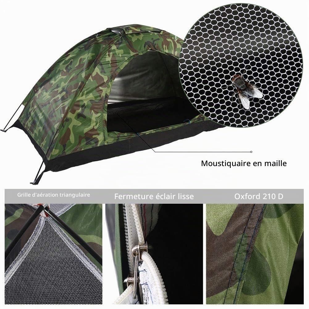 MAGT Tente de Camping, Tente 1 Personne Extérieure Protection Camouflage de Tente UV Étanche Tente de Ventilation en Filet for Camping Randonnée (200 * 100 * 100 cm) (Vert)
