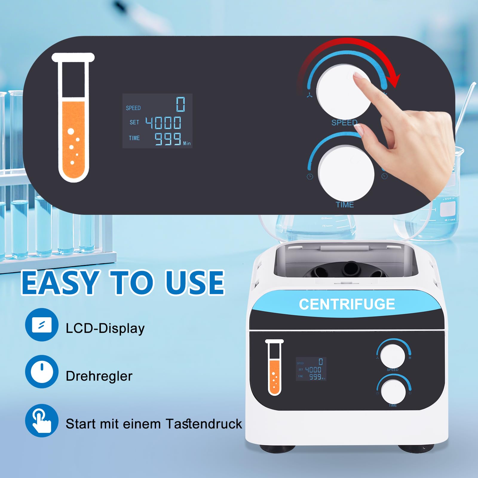 YUCHENGTECH Tischzentrifuge 6X20ml 1920xg für 5/7/10ml Röhrchen