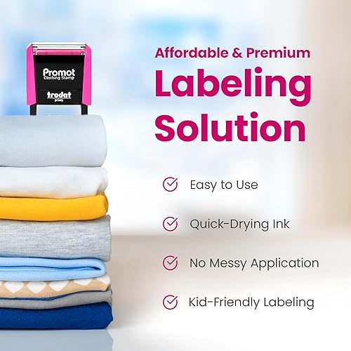 Miniatura 7 de Promot Sello de ropa personalizado para ropa de niños, sello de nombre personalizado autoentintado, 2 líneas de tela personalizado para suministros