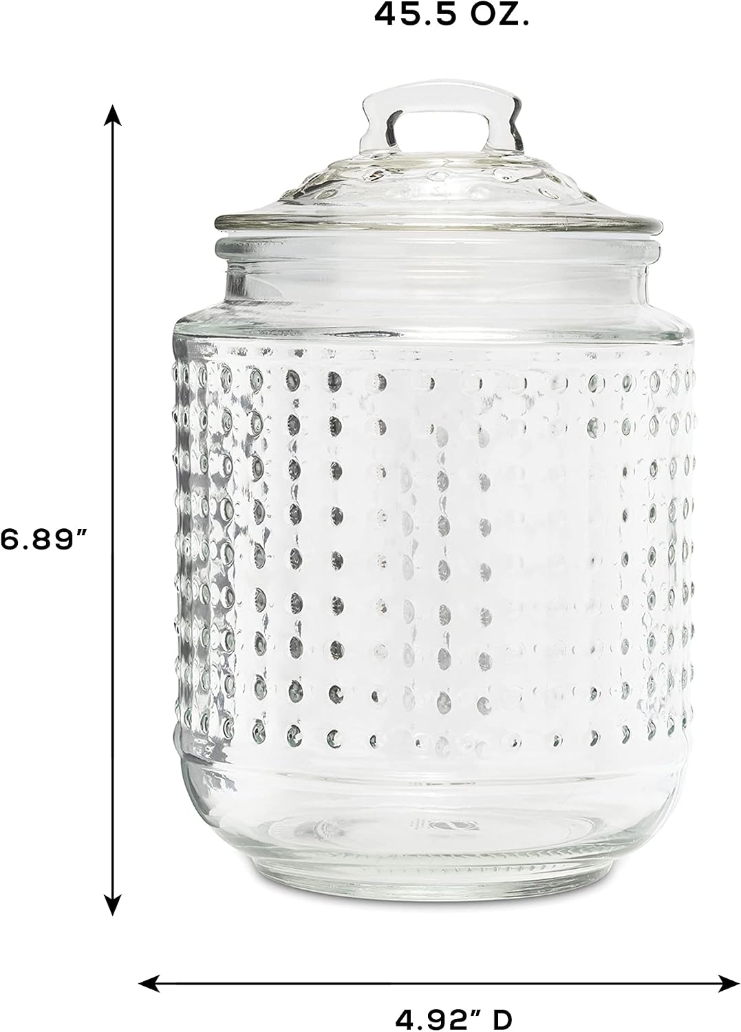 Style Setter Beaded Canister Set 3-Piece Glass Jars in 21oz, 45oz & 70oz Chic Design with Airtight Lids for Cookies, Candy, Coffee, Flour, Sugar, Rice, Pasta, Cereal & More,Hammered,203618-RB image 4