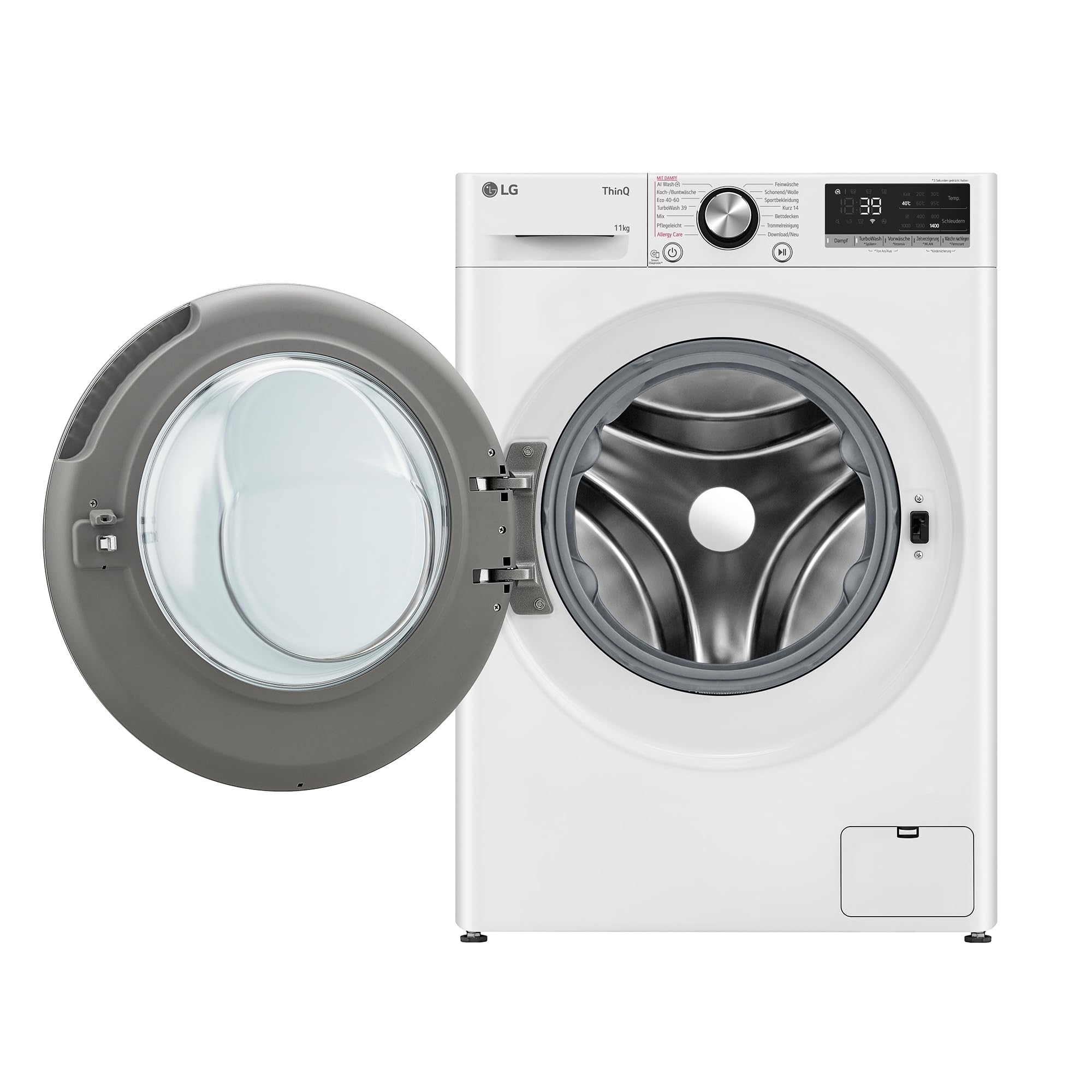 LG F4WR7012 Waschmaschine, 11 kg, 1400 U/Min., A -10%, AI DD, TurboWash 360°, Steam, AquaLock, Inverter Direct Drive, ThinQ (WLAN), Weiß [Energieklasse A]