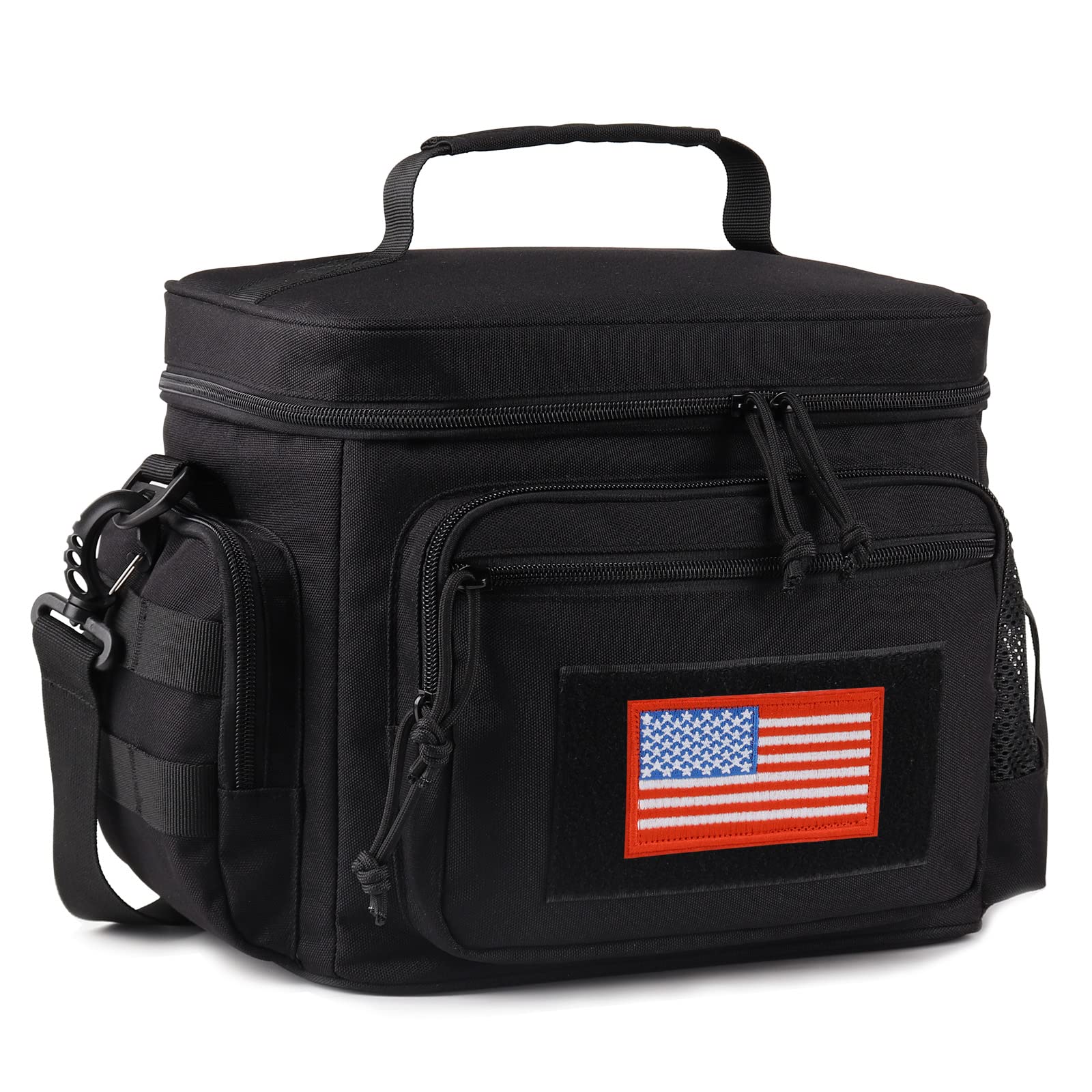 ATRIPACK Borsa portapranzo da uomo, tattica, con cinghia MOLLE, a prova di perdite, isolata, grande, per donne e adulti, con tracolla regolabile, durevole secchio per il pranzo (nero)