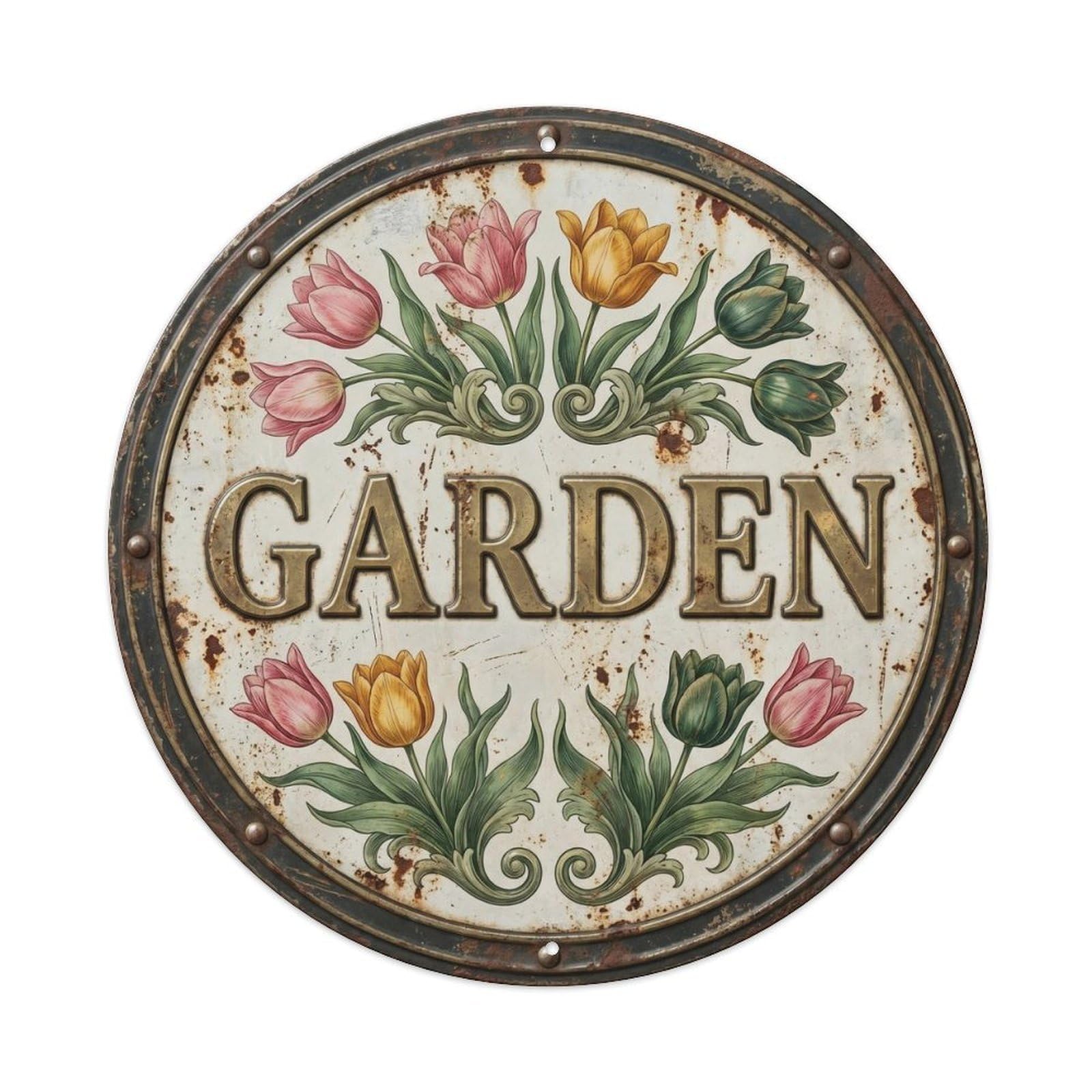 Garden Tulip Botanical Floral Outdoor Label Metal Tin Sign