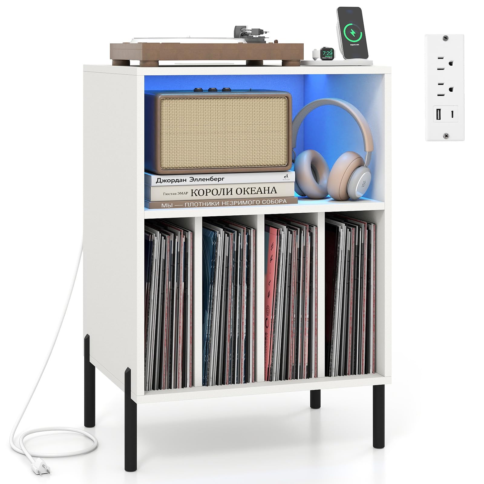 Amazon.com: LOKO Record Player Stand with LED Lights, Turntable