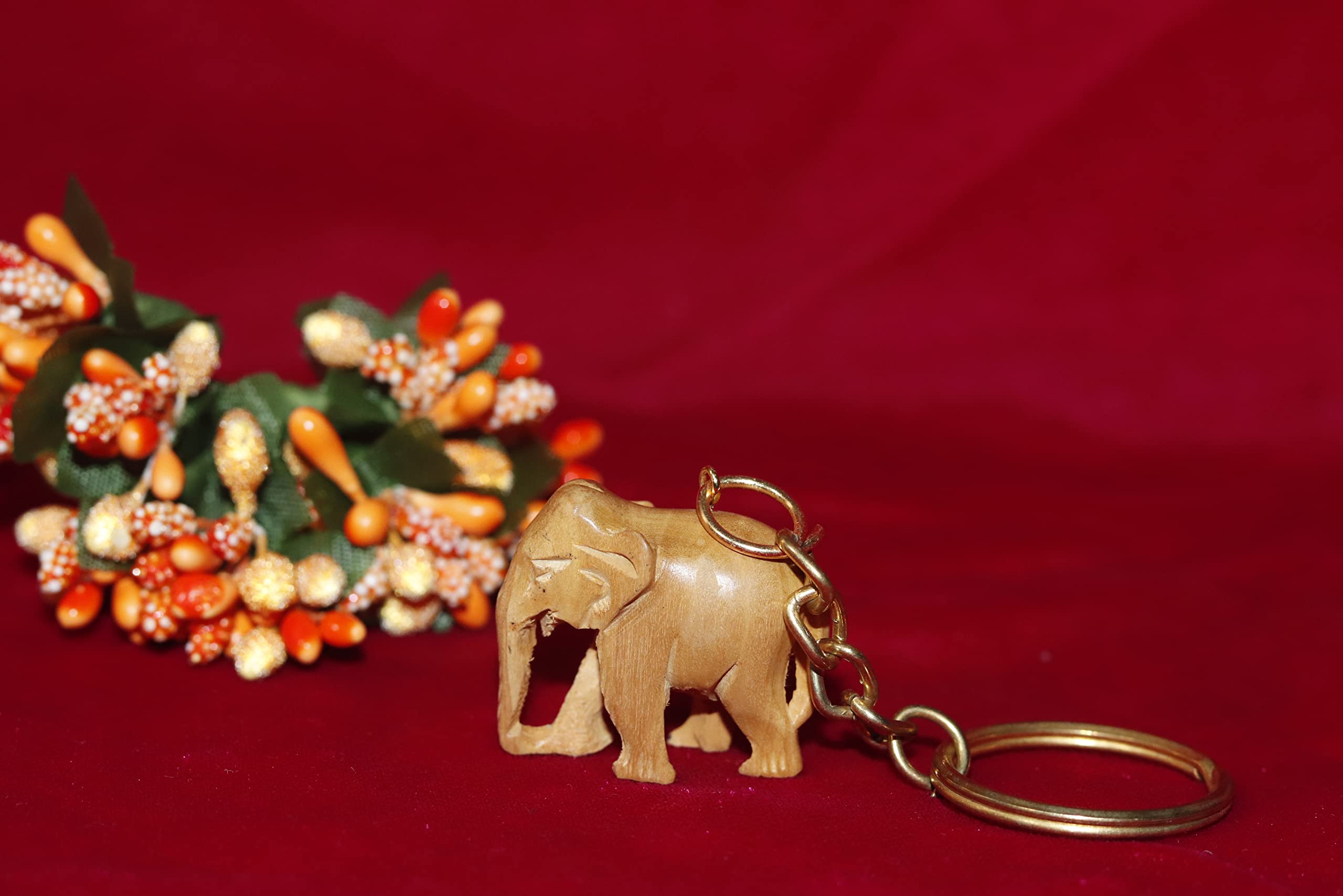 Original Sandalwood Elephant Keychain Down Trunk 1 inch [ Down Trunk Chandan keychain pack of 1 ]-image-5