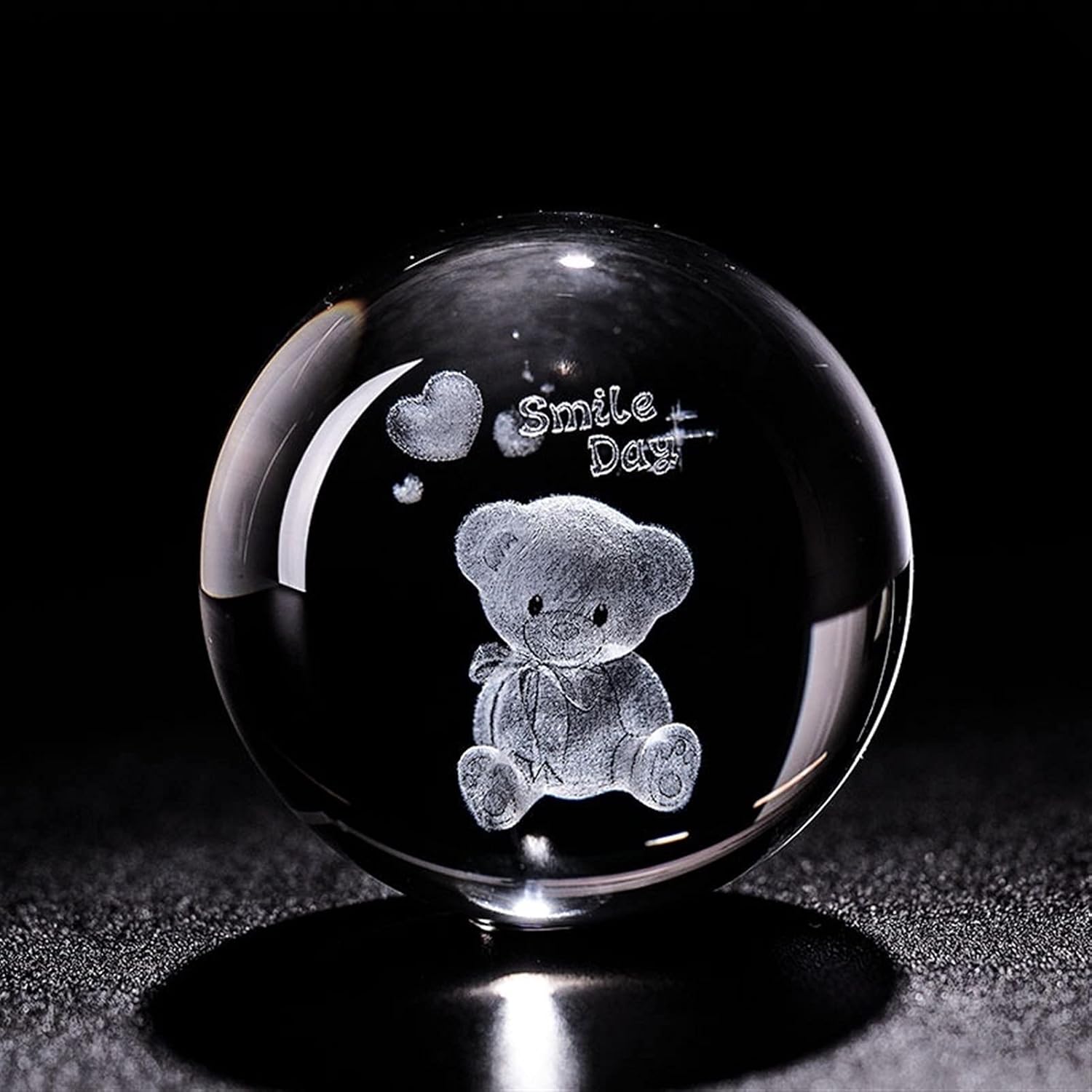 Crystal Ball (in Western Magic) Crystal Ball 3D Laser Engraved Bear Miniature Glass Globe Sphere Home Decoration Ornament Craft Gifts Decorative Balls Crystal Ball(Only Ball)