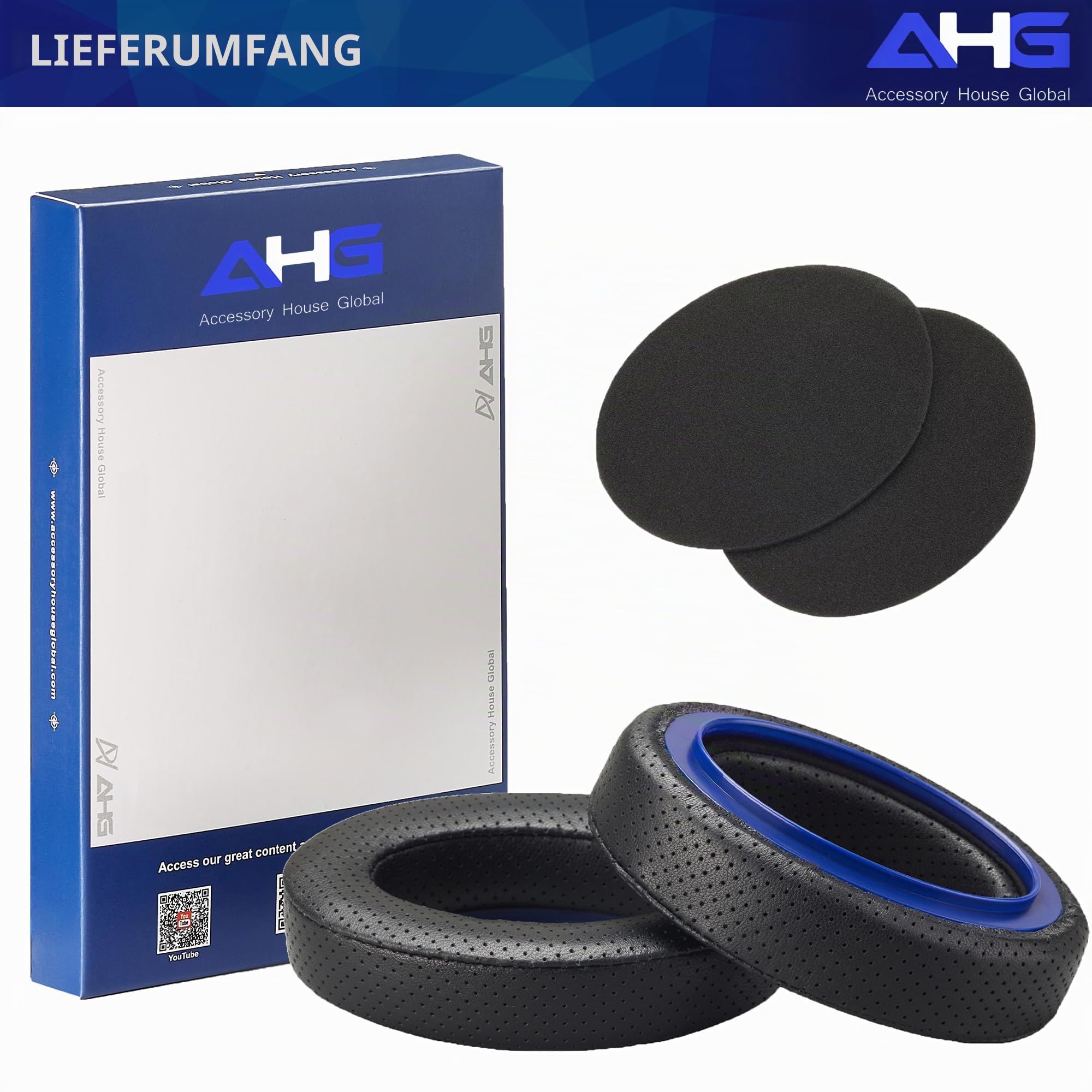 AHG Accessory House Global AHG perforiertes Schaffell-Ersatz-Ohrpolster HD 65/ HD 60, kompatibel mit Sennheiser HD 65HD 660S HD 660S2 HD 60Massdrop X HD 6XX HD58X Jubilee HD58 und HD565. Zweischichtig