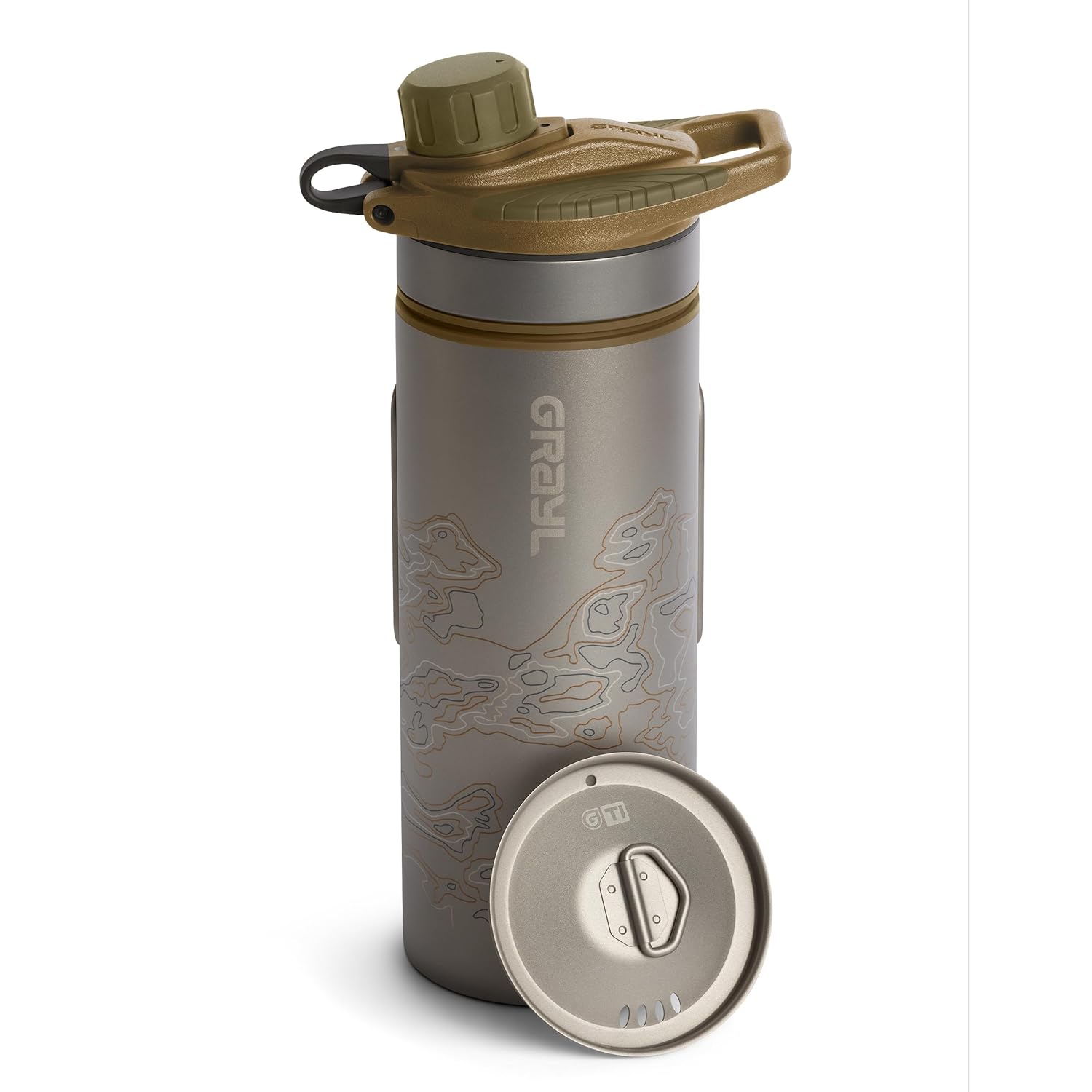 GRAYL GeoPress Titanium 24 oz Water Purifier Bottle with Cooking Lid – Filter for Hiking, Camping, Survival, Travel (Coyote Brown) GRAYL GeoPress Titanium 24 oz Water Purifier Bottle with Cooking Lid – Filter for Hiking, Camping, Survival, Travel (Coyote Brown)