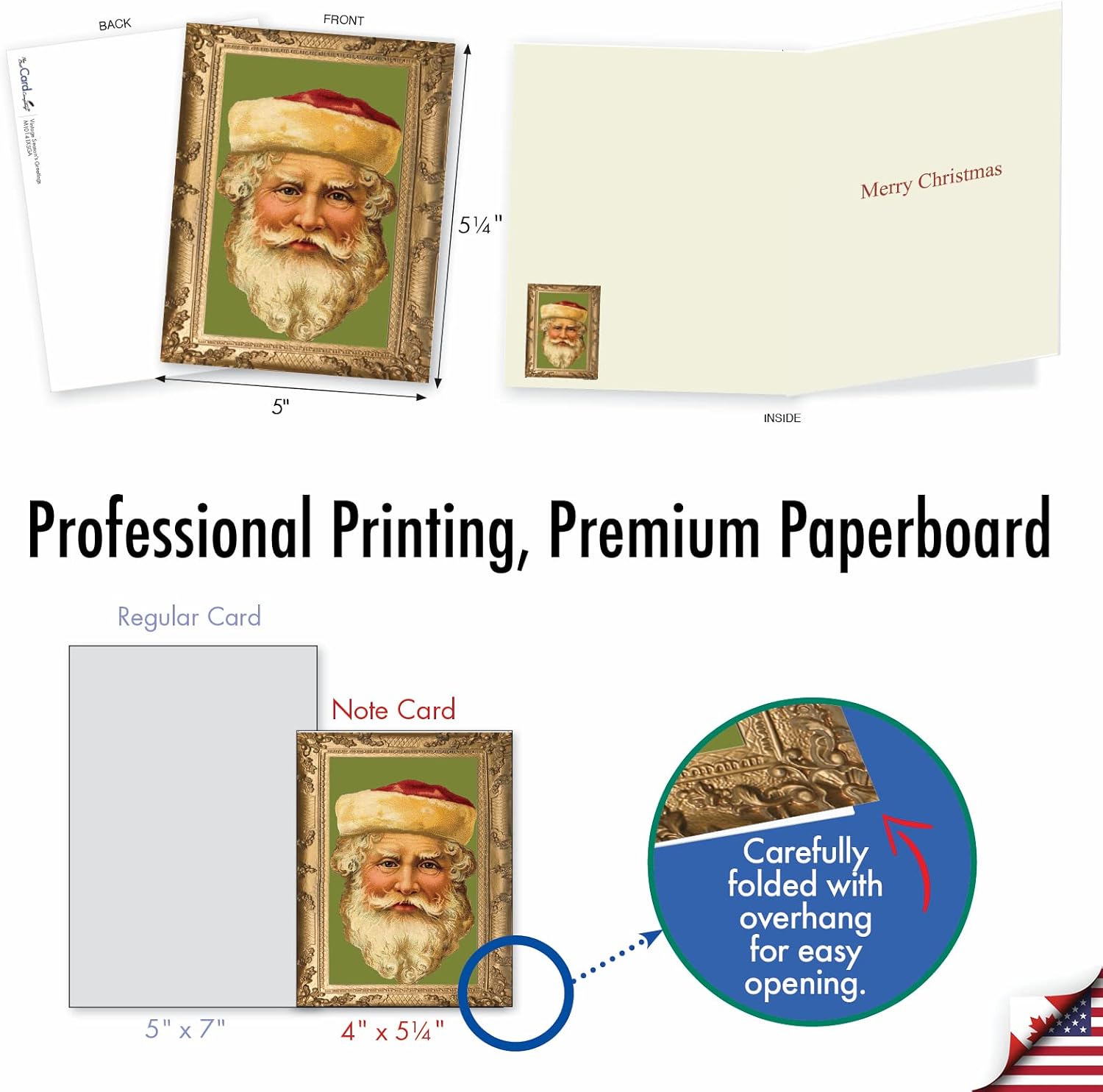 The Best Card Company 36 Assorted Christmas Notecards Set 4x5.12 w/Envelopes for Men Women (36x1 Designs) Vintage Season's Greetings AM10141XSG-B1x36