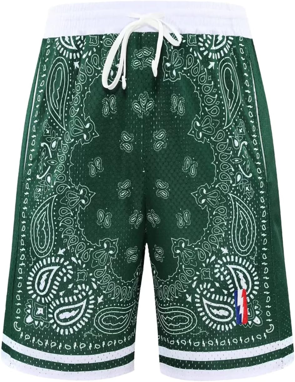 BOOMLEMON Men's Basketball Shorts Workout Athletic Paisley Shorts Mesh Print Running Short Pants - Image 4