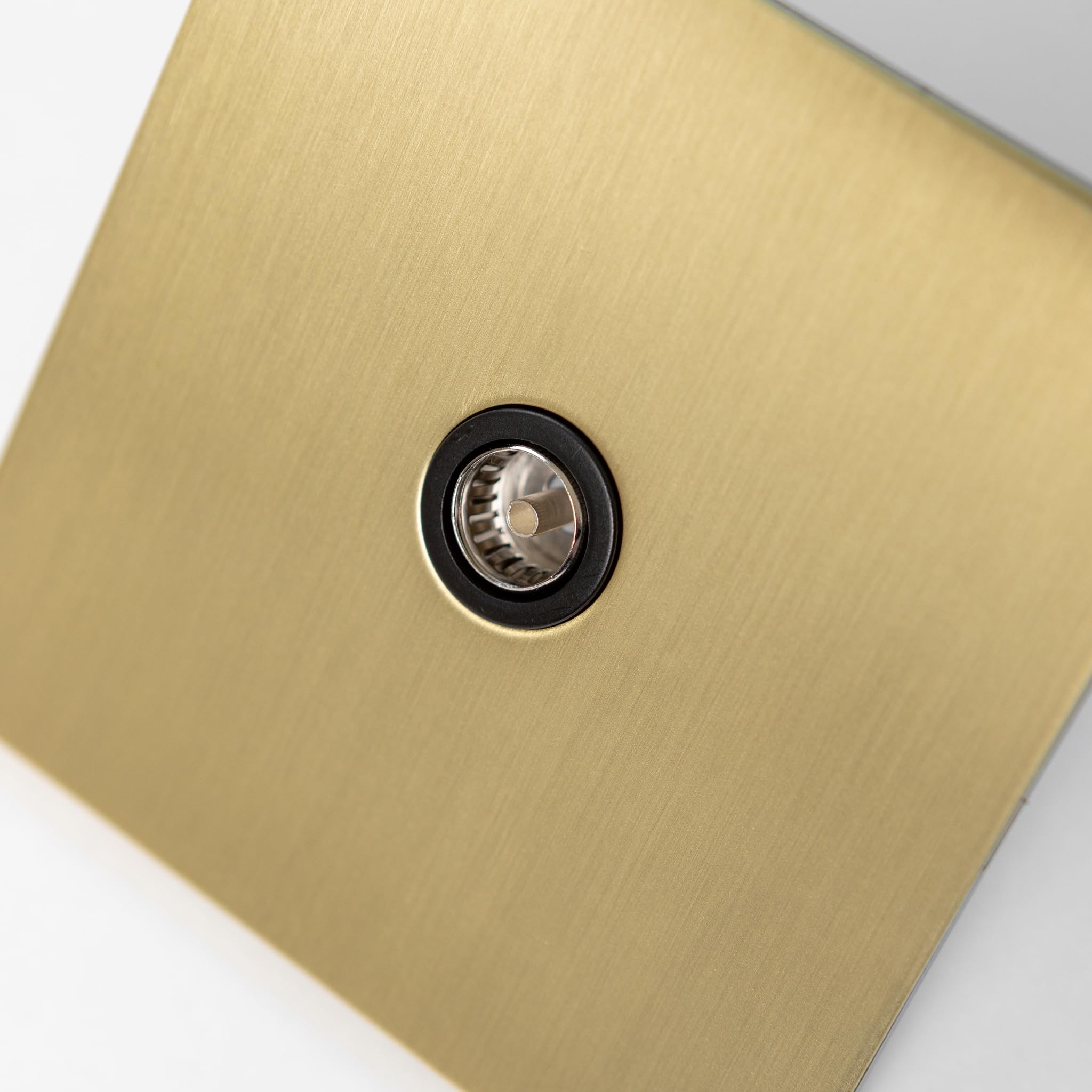 Satin Brass Straight Knurled Switches and Sockets | Screwless Front Plate (TV Outlet)