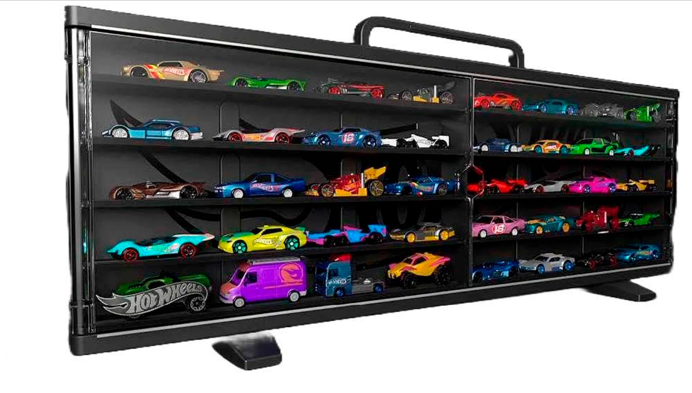 Cefa Toys Maletín coleccionista Hot Wheels, Modular, Espacio para 40 Coches en baldas o 30 en Foam o Blister Original, opción asa para Transporte o Colgar en Pared. Fans y coleccionistas Adultos.