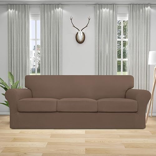 Miniatura 2 de Easy Going - Funda elástica para sofá, lavable, para 3 cojines separados, tela elástica de licra estilo Jacquard, protector de muebles, para niños