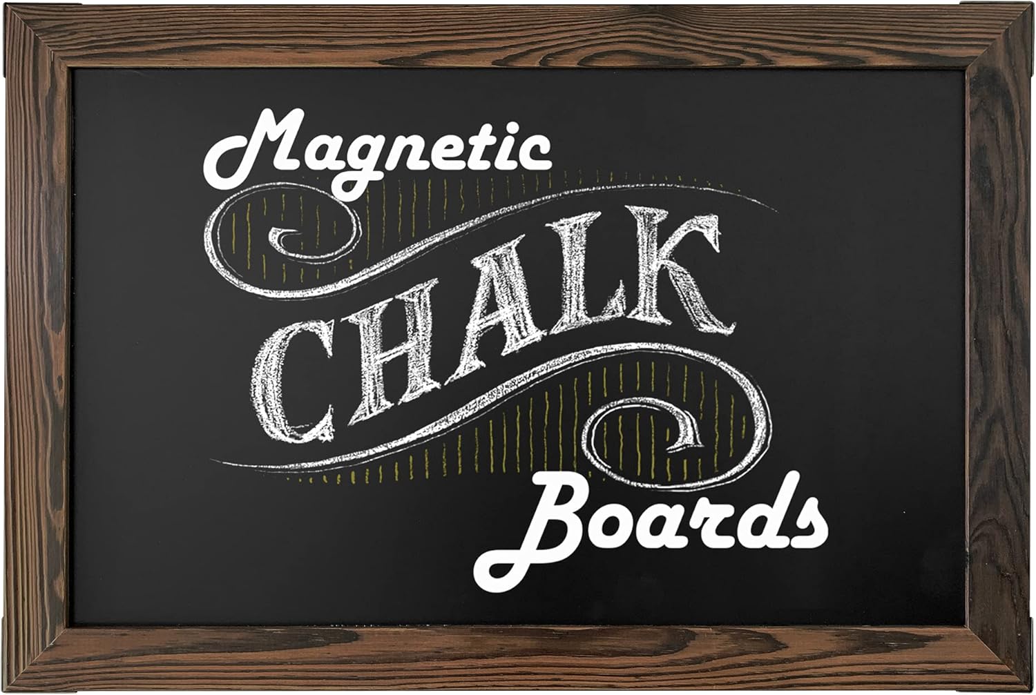 Loddie Doddie Magnetic Chalkboard Sign - 20 x 30 in Rustic Wood Frame - Easy-Erase Surface & Chalkboard Calendar for Wall - Magnet Board for Wall 30"W x 20"H Rustic Frame