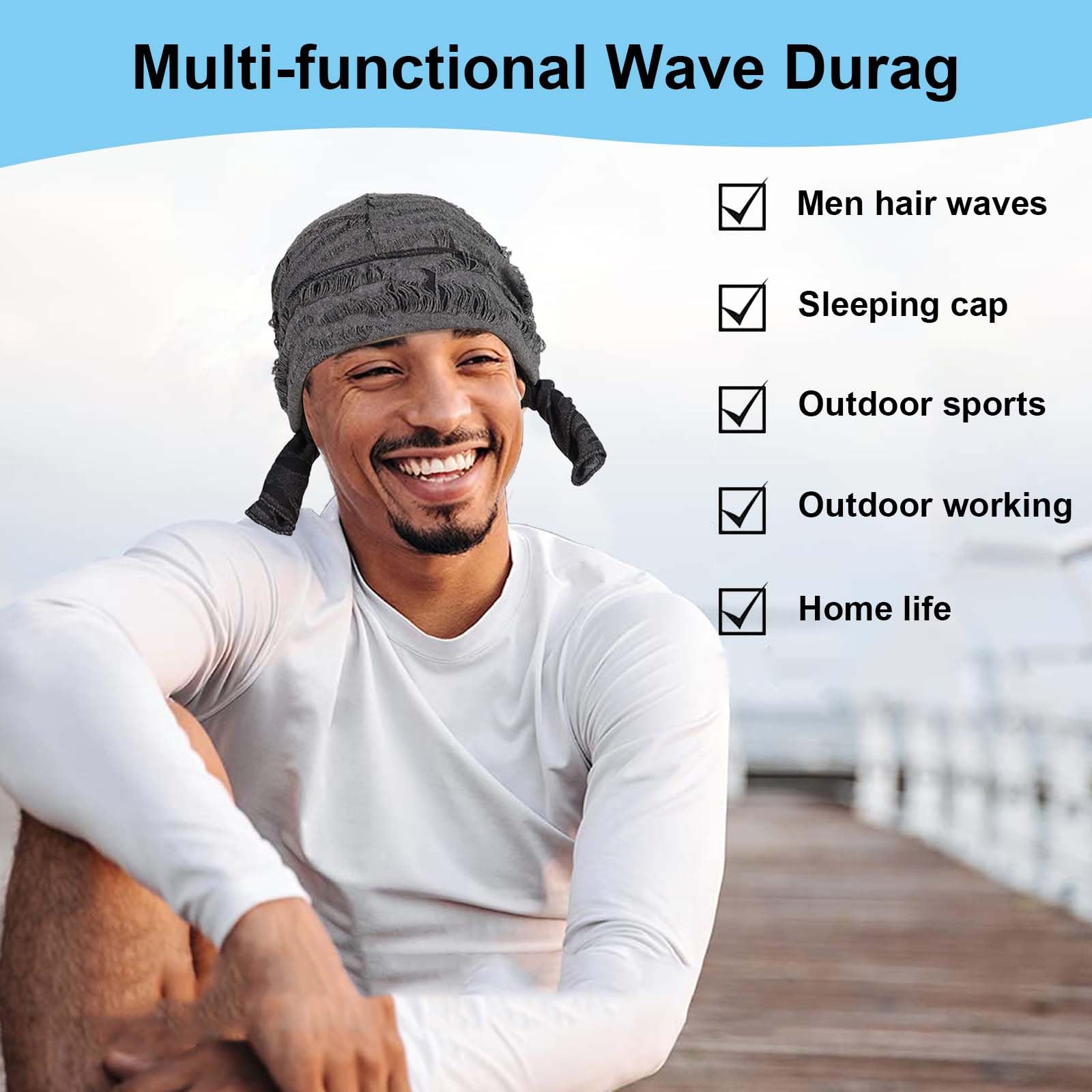 2 Piezas Bandana, Gorro Bandanas Piratas, Durag Sombreros, Elástica, Transpirable, Pañuelos Cabeza para Hombres y Mujeres Decoración Diaria de Hip-Hop