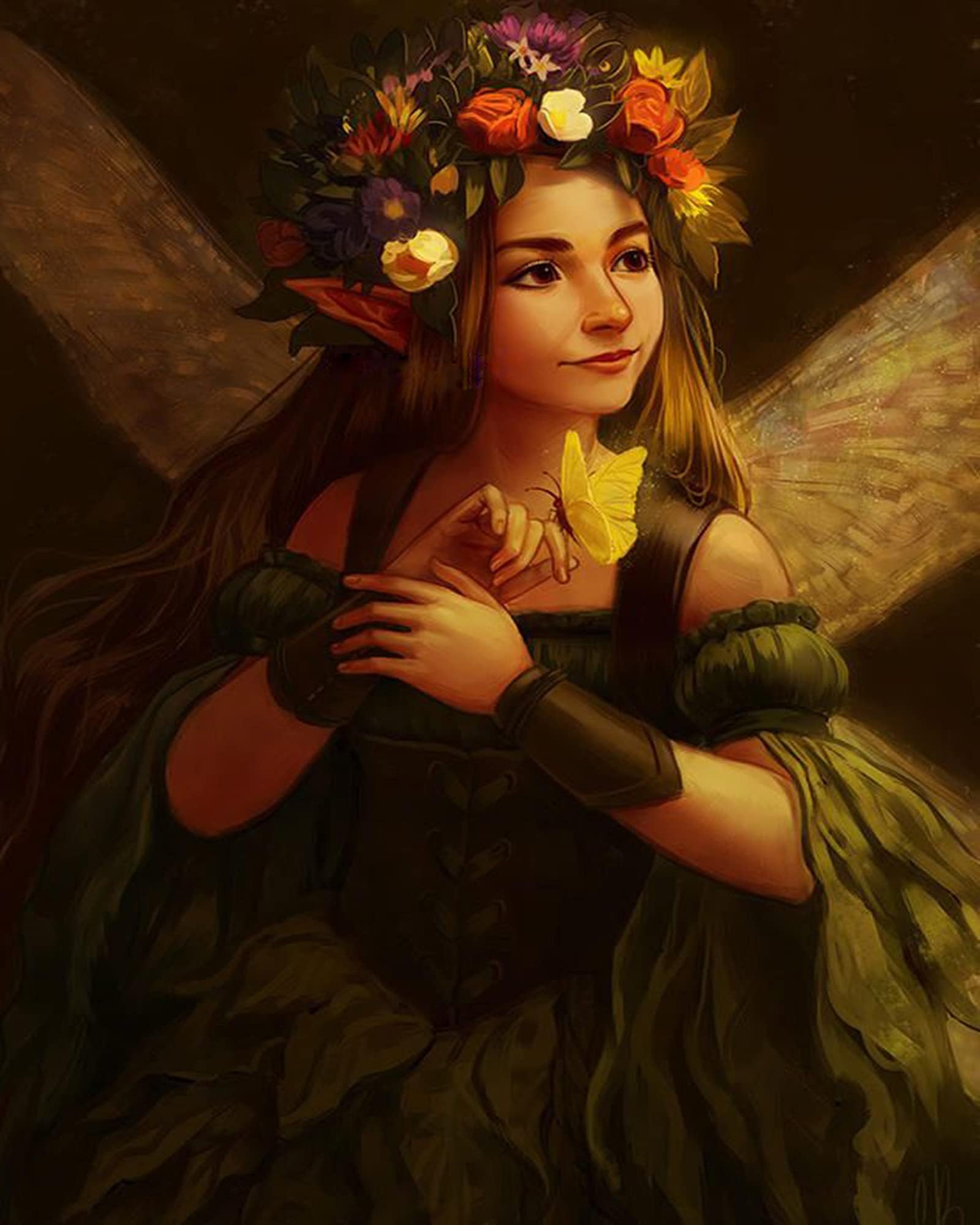 5D DIY Diamond Painting,by Number Kits Crafts Sewing Cross Stitch，Christmas Wall Stickers for Living Room Decoration,Little Fairy (15.75"X19.69"/40X50CM)