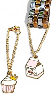 PRADHAN ACCESSORIES Gold Plated Cherry Juice & Ice Cream Watch Charms for Women, Anti-Tarnish, Stylish Watch Jewellery, Co...