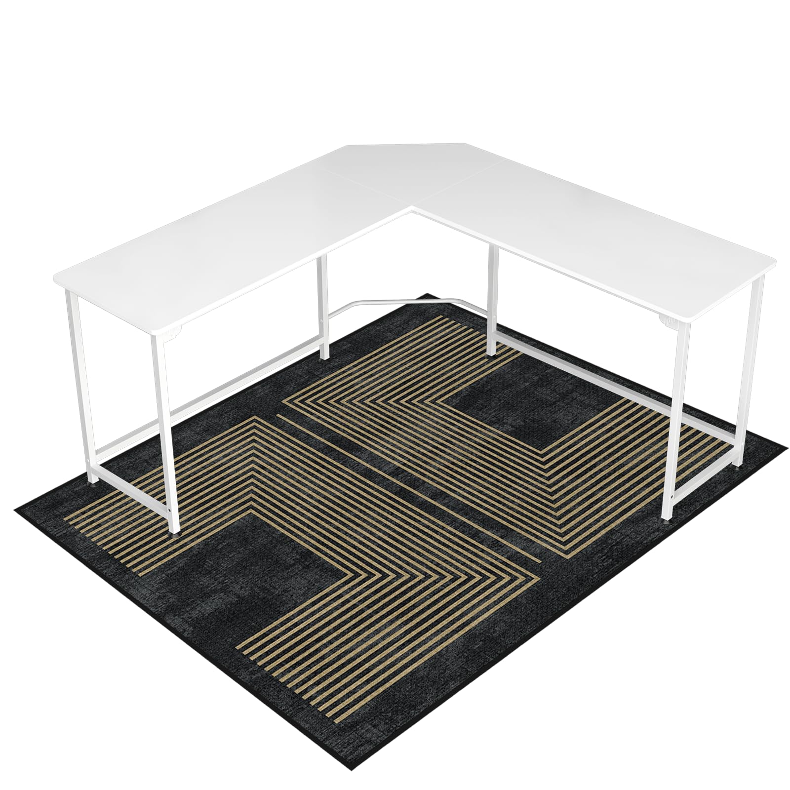 Office Chair Mat for Hardwood Floor&Tile Floor,48"X 60" Heavy Duty Desk Chair Mat for Hard Floors,Under Desk Rug for Rolling Computer Chair,Anti Slip,Low Pile Carpet Floor-Geo Black