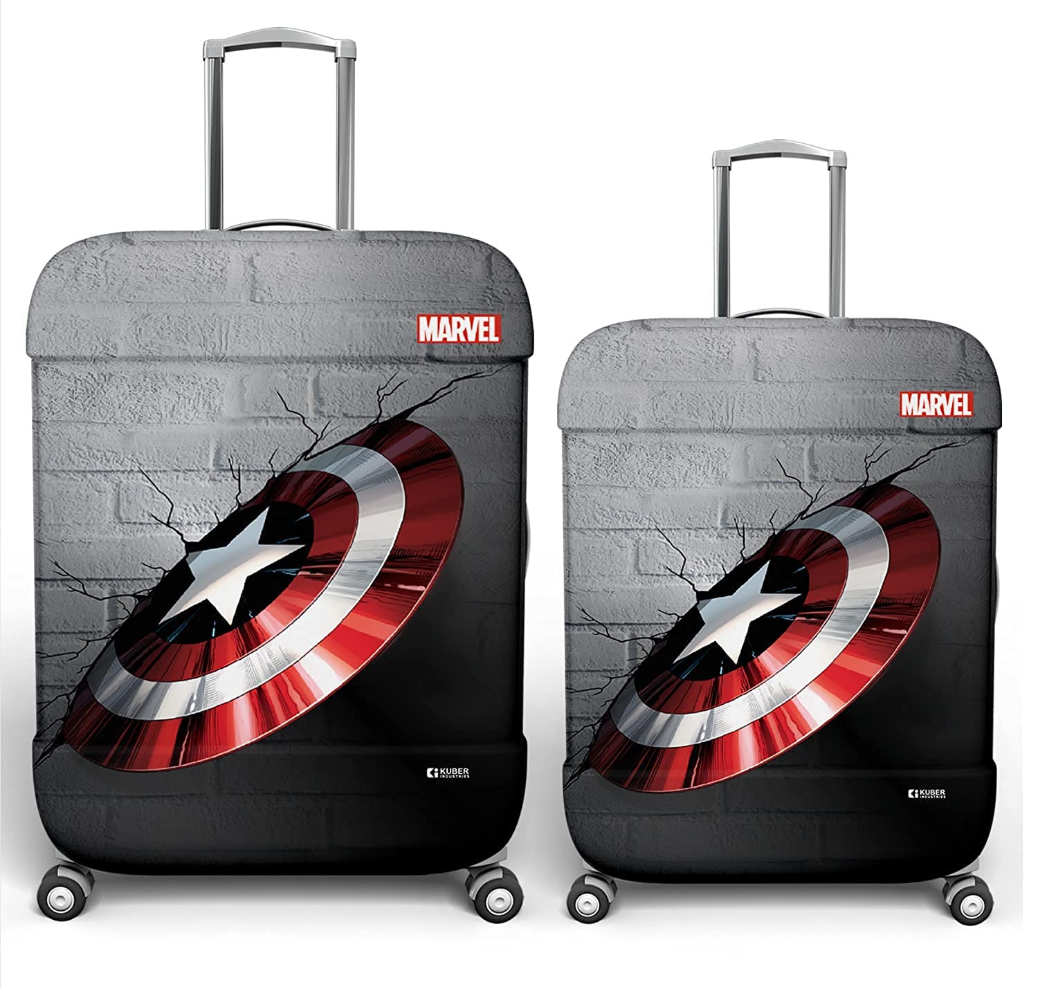 Marvel Captain America Shield Luggage Cover|Polyester Travel Suitcase Cover|Washable|Stretchable Suitcase Cover|22-26 Inch-Medium|26-30 Inch-Large|Pack of 2 (Gray)-image-49
