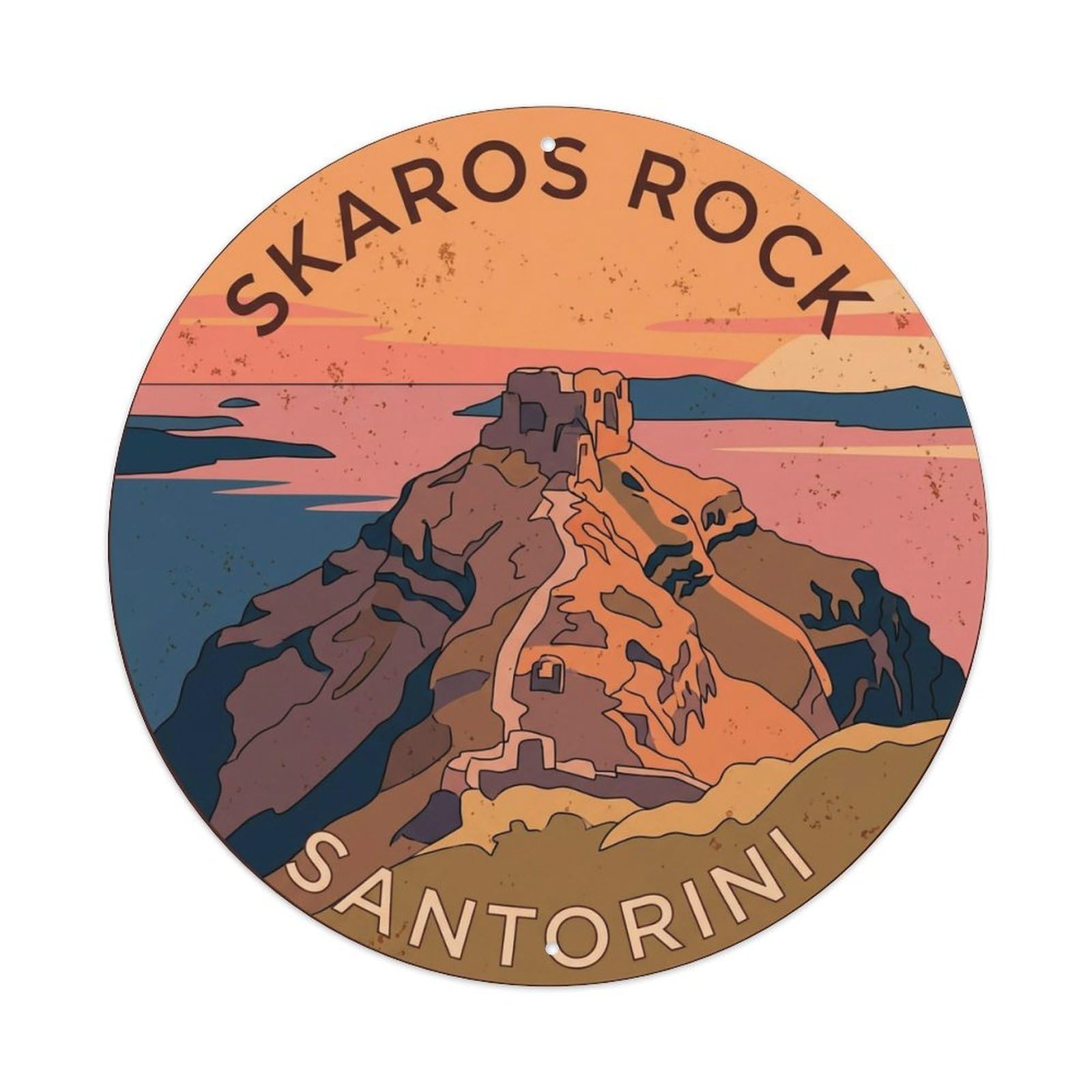 Vintage Travel Skaros Santorini Rock Metal Tin Sign