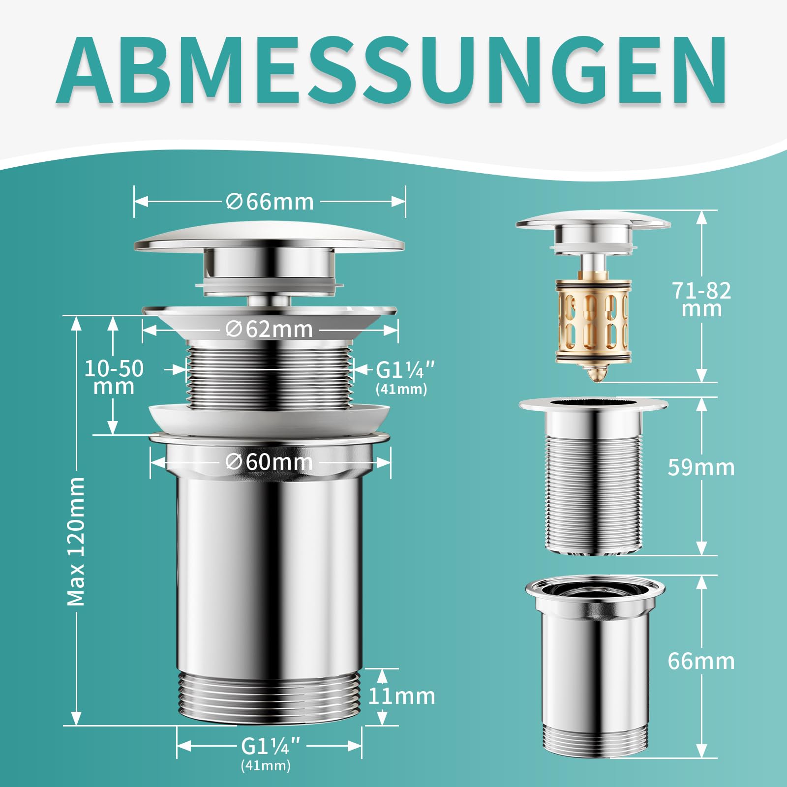 Design Sanitair Winkel | Pop-up massief messing wastafel afvoer korfplug gootsteen plugstop Antiek met overloop - - Design Sanitair Winkel