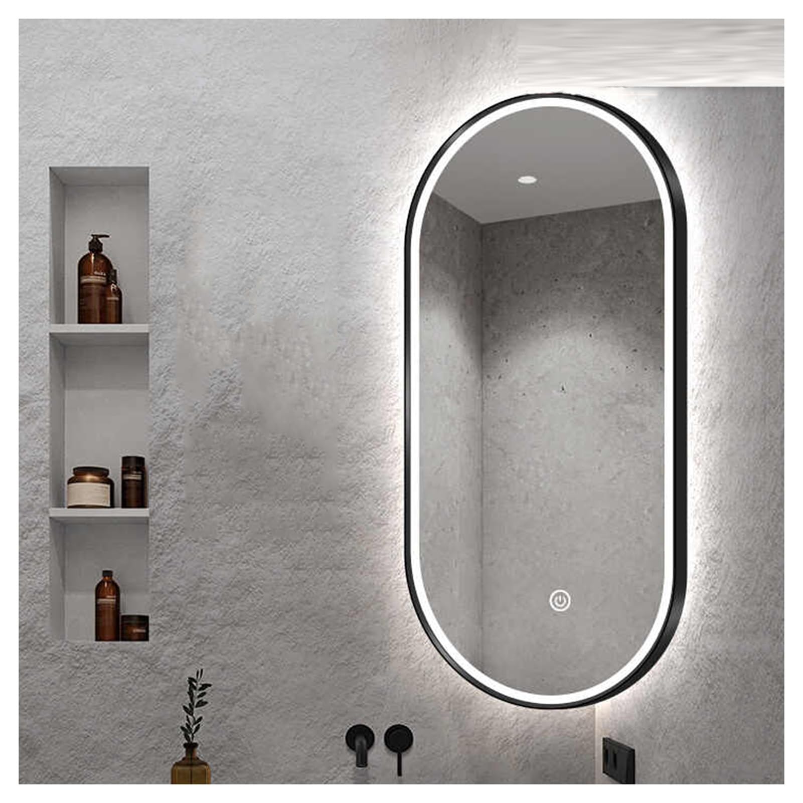 YCOVSFP Swivel Corner Mirror,Oval Bathroom Mirror,Illuminated Wall Mounted Mirror,HD Imaging,3 Colors Infinitely Dimmable,Decorative Mirror for Hotel and Home(50x80cm)