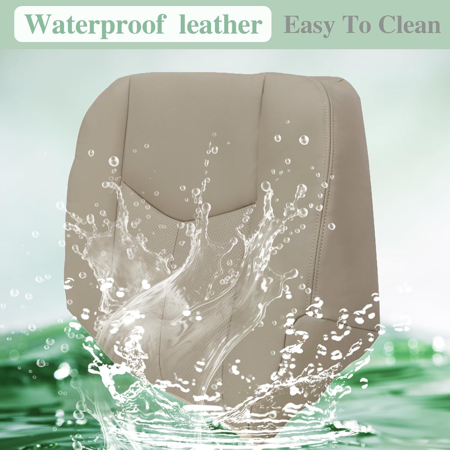 Priprilod Perforated Leather Driver Side Bottom Replacement Seat Cover Tan （#152） Compatible with Cadillac Escalade EXT ESV 2003 2004 2005 2006