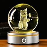 IFOLAINA Cat Lovers Gifts for Women Christmas 3D Crystal Ball Decor Lamp Cat Themed Gifts for Her Wife Mom Birthday Kitten Snow Globe