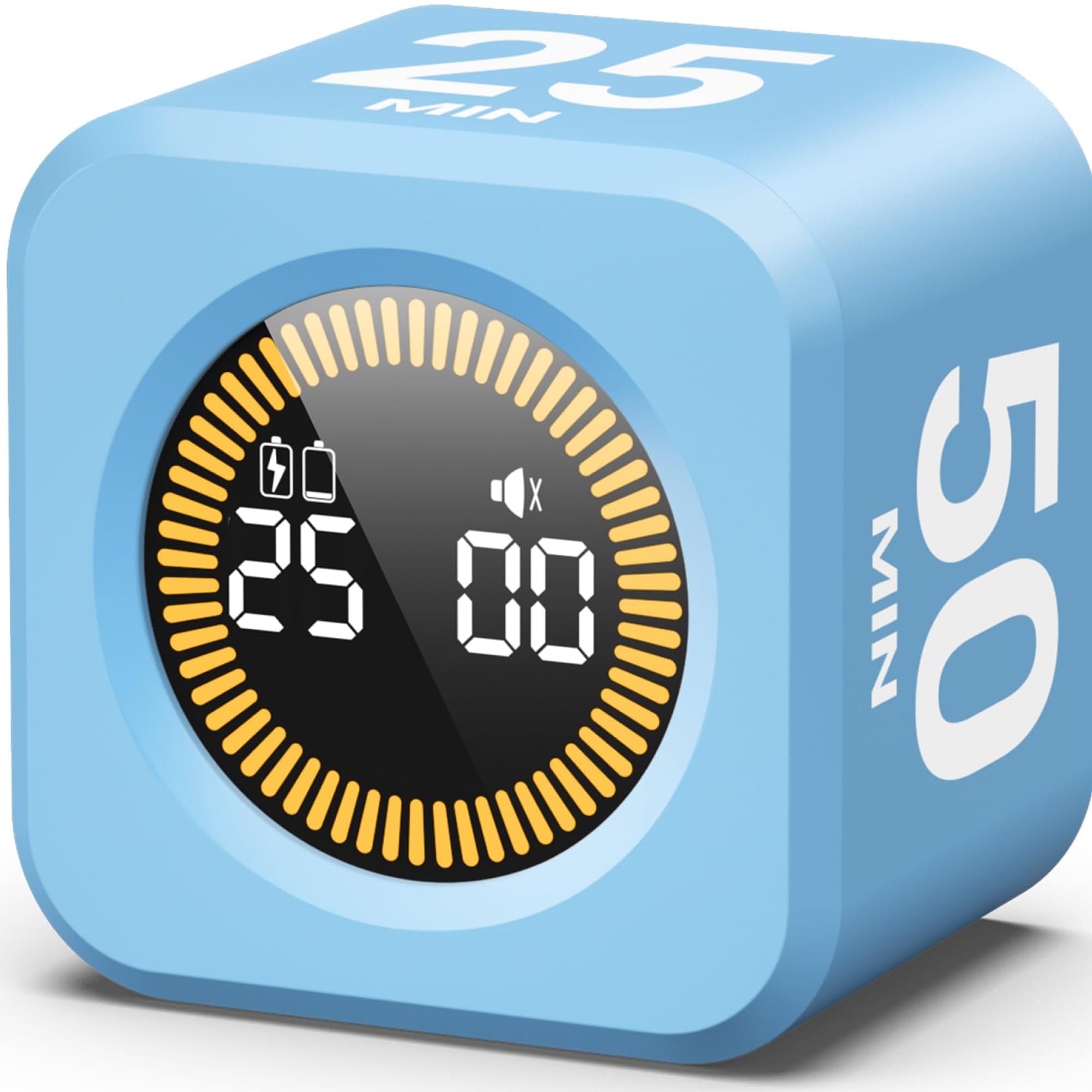 KADAMS Pomodoro Cube Timer Productivity Visual Timer - 5/10/25/50 Min Rotating Countdown (1, Blue)