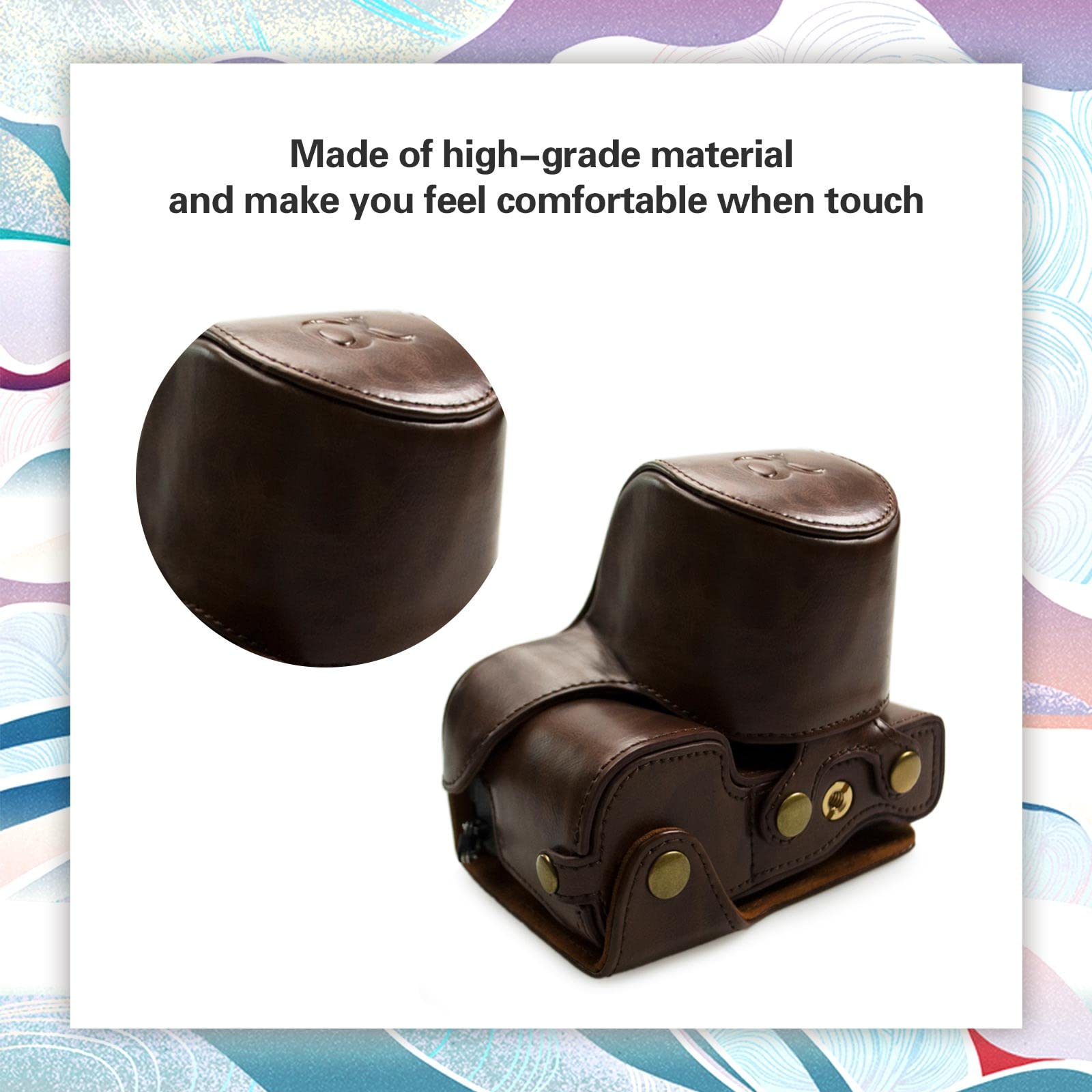 kinokoo Housse pour Sony A6400, étui de Protection en Cuir PU Compatible avec appareils Photo numériques Sony Alpha 6400, A6100, A6000 et A6300 avec Objectif 16-50 mm et bandoulière réglable - Café