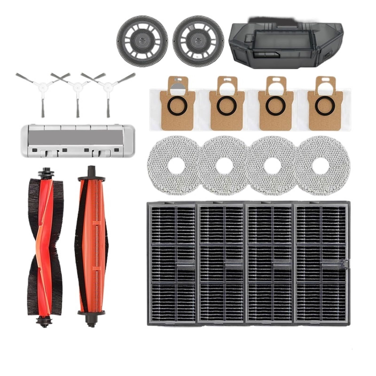 Kompatybilny z odkurzaczem samoczyszczącym Xiaomi Mijia M30S D103CN CleanAccessories Główna boczna szczotka warga Filtr Hepa Mop Tkanina Worek na kurz Części(Light yellow)
