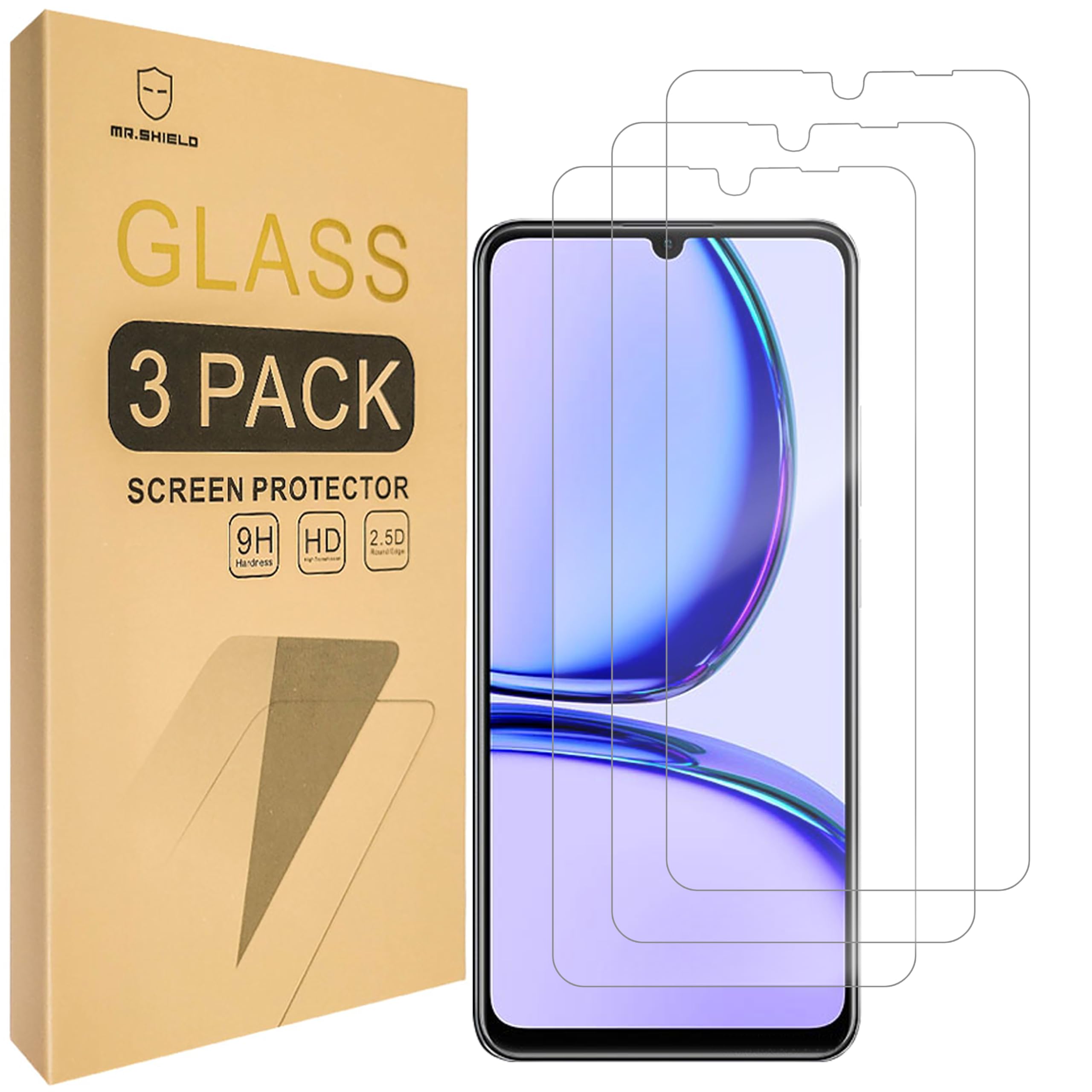 Mr.Shield [3-Pack] Screen Protector For Realme C53 / C51/ C51S / Realme Narzo N53 [Tempered Glass] [Japan Glass with 9H Ha...