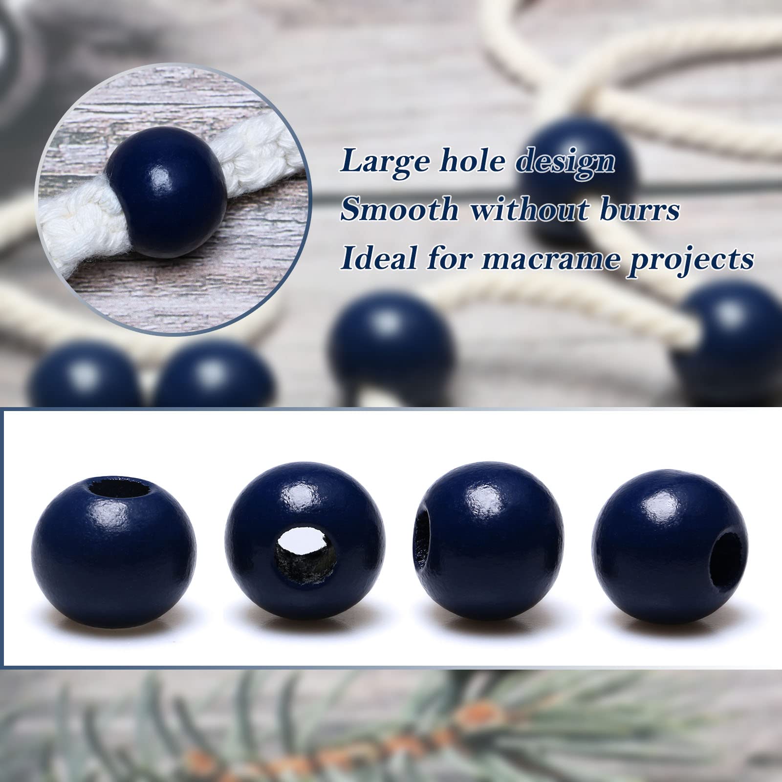 150 cuentas de madera de macramé de agujero grande de 20 mm 150 cuentas de madera de macramé de agujero grande de 20 mm