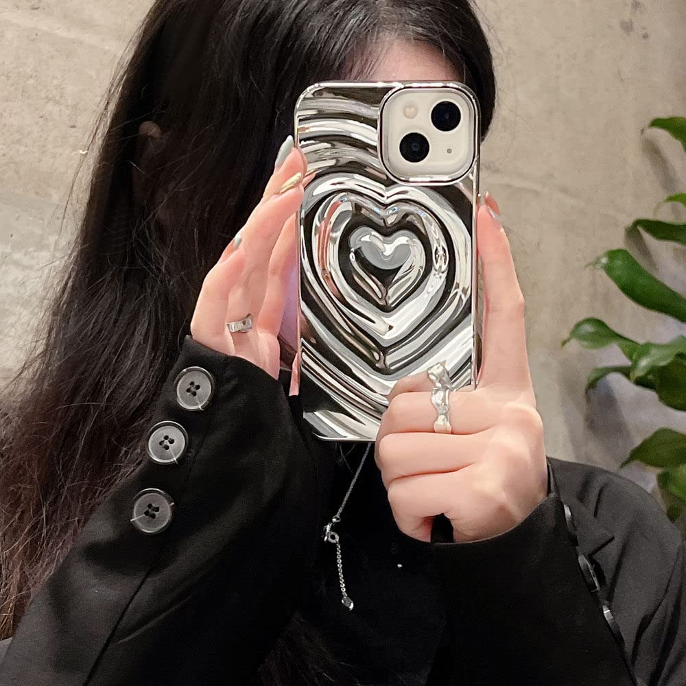 iPhoneケースiPhone12Proハートホワイトシリコン耐衝撃
