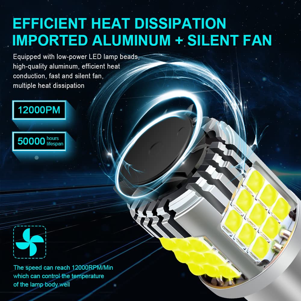 2 Ampoules LED 7443/7444NA Pour Recul Et Feu Stop - 2640LM 26W Canbus Sans Erreur - Ventilateur De Refroidissement