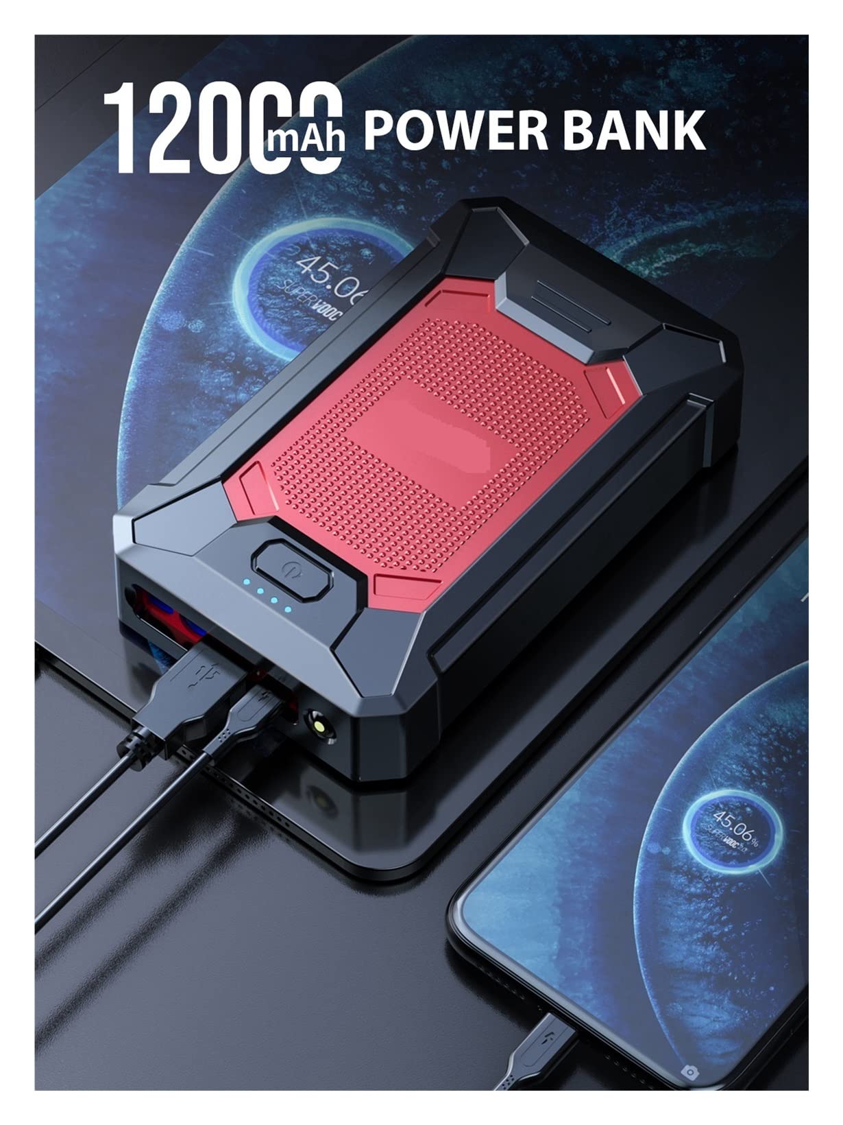 Cargador de Goteo Inteligente Coche 1000A 12000mAh Banco de energía portátil Mini Cargador de batería automático Impermeable Accesorios de Coche de batería Externa