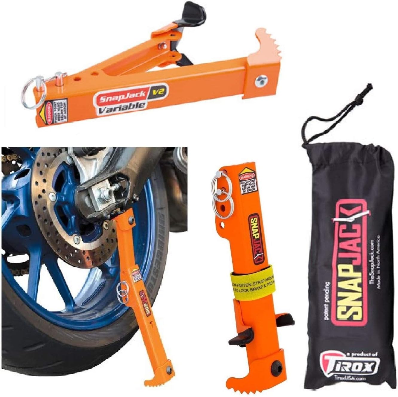 TIROX SNAPJACK V2 PORTABLE MOTORCYCLE JACK Easy To Lift Motorbike Bike For Cleaning & Maintenance (ORANGE)