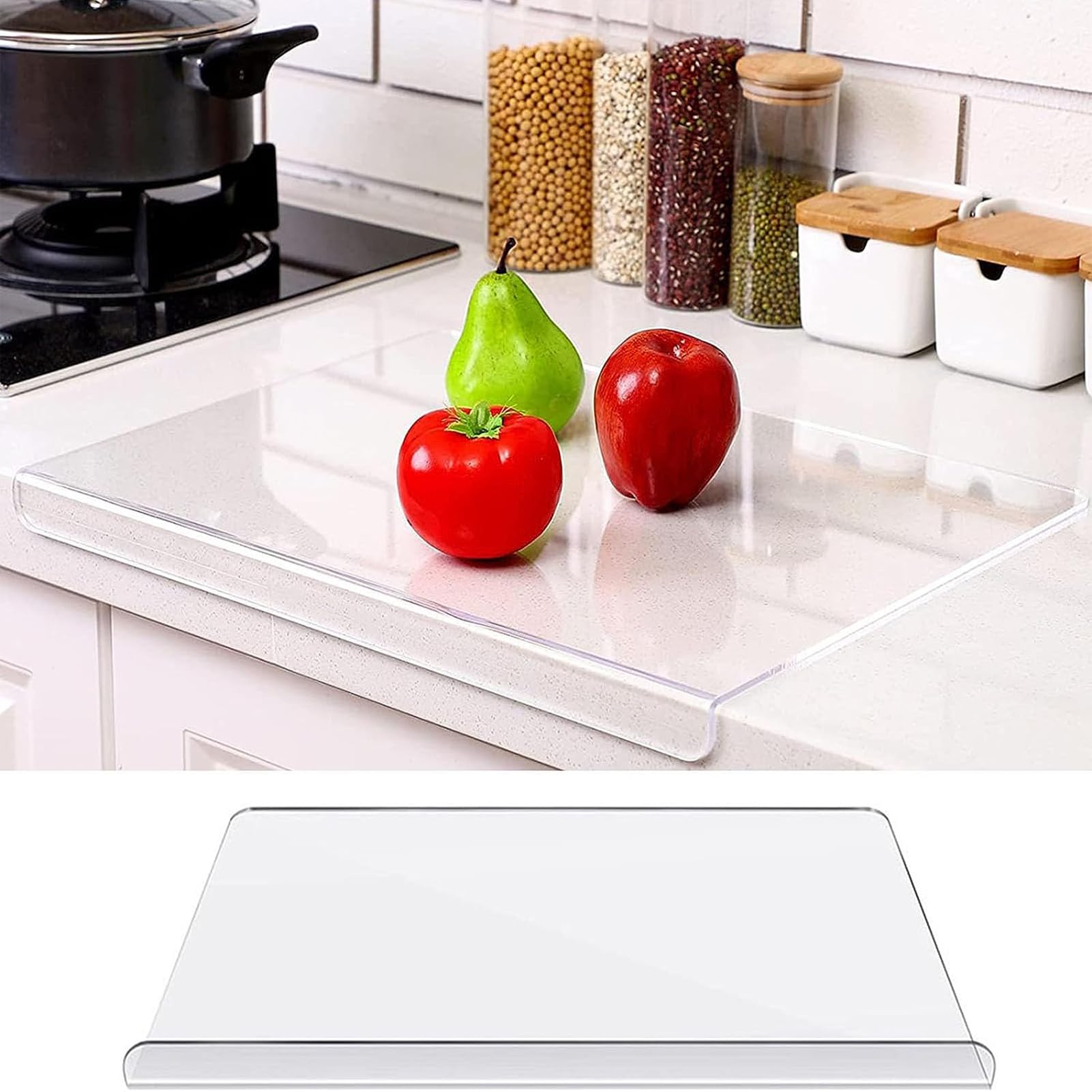 ANTOLE Acrylic Cutting Boards for Kitchen Counter,Clear Non Slip Cutting Board with Lip Large Acrylic Transparent Chopping Board for Counter Countertop Protector Home Restaurant (45x40cm)