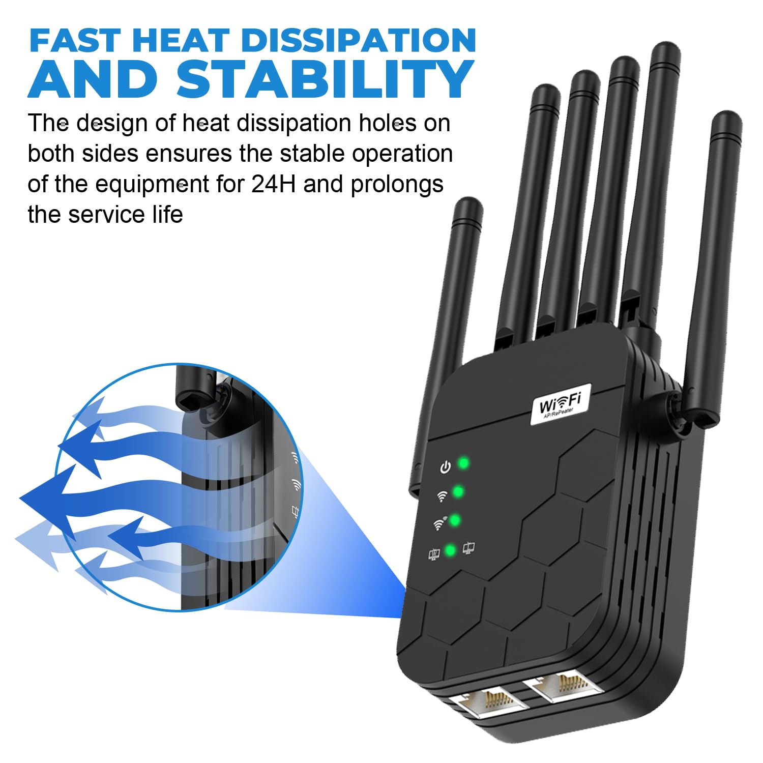 2026 WiFi Extender Signal Booster, Dual Band 5.8GHz&2.4GHz, 6X Faster, WiFi Booster Covers Up to 13880 Sq.ft, WiFi Repeater 1.2Gbps with Ethernet Port, Connects 100+ Devices, One-tap Setup — view 4