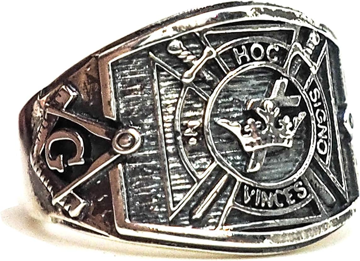 Knight Templar Cross Masonic in Hoc Signo Vinces Biker Ring 925 Sterling Silver Jewelry Size 6-15