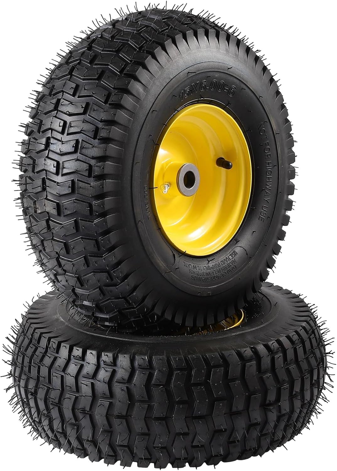 ACEBRI 15x6.00-6 Lawn Mower Tire and Wheel Front Tire and Wheel Assembly Compatible with John Deere Craftsman Husqvarna Riding Mowers Lawn Tractors, 3-3.8" Centered Hub, 3/4" Bearings, 2PCS