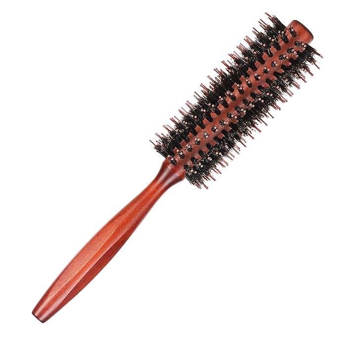 Buy Wooden Round Hair Brush Boar Bristle Hairbrush 10 Rows Curling Comb