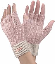 Winter Fingerless Gloves - Women Warm Knit Half Fingers Mittens Thermal Fingerless Gloves Ladies Half Fingers for Running Sking
